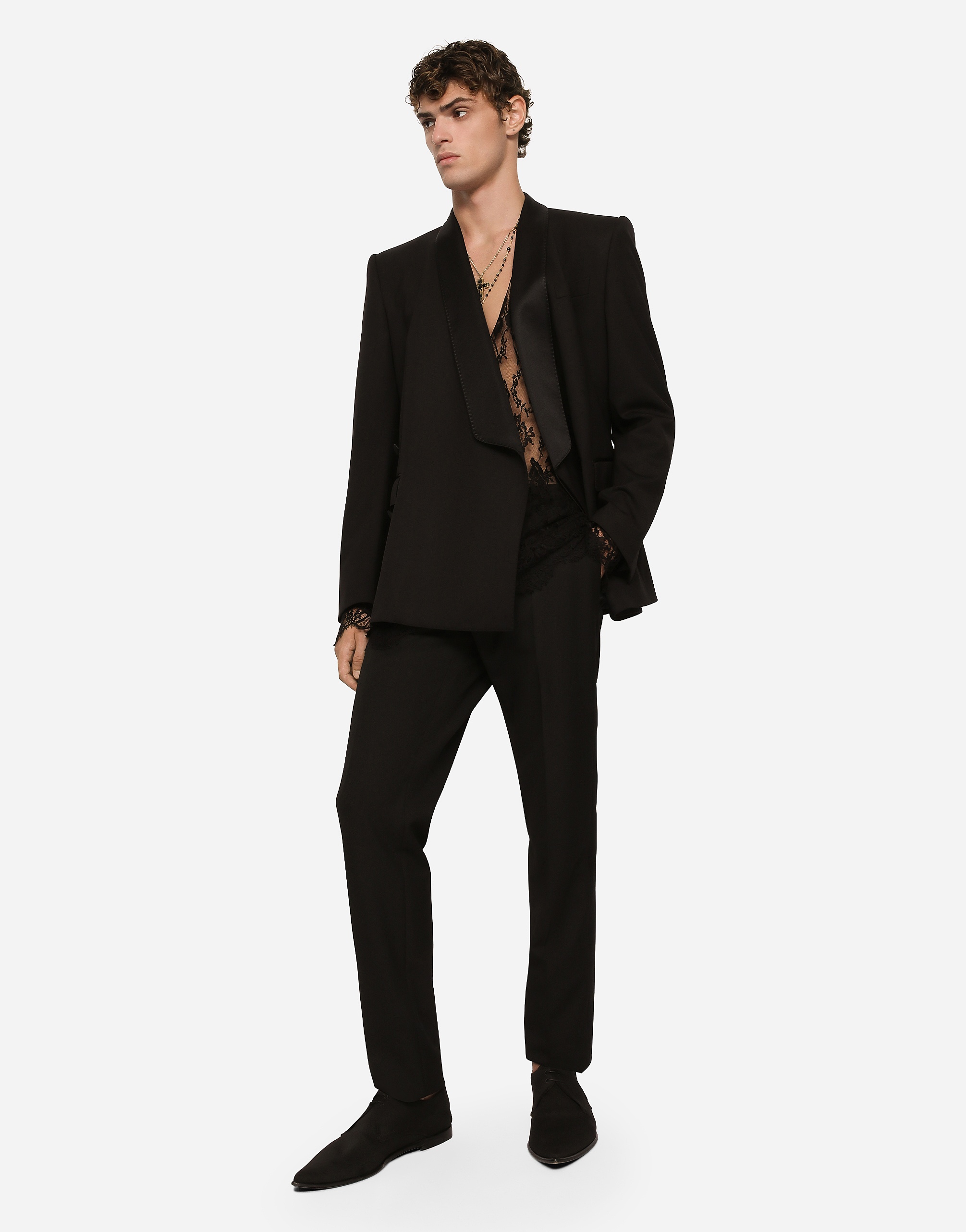 Tailored stretch wool tuxedo pants - 2