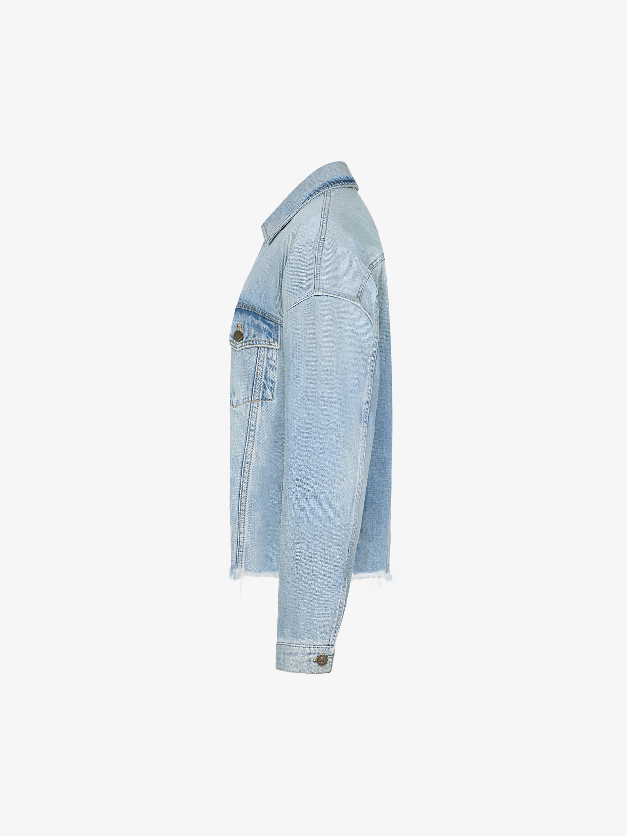 Oversized jacket in denim with raw edges - 2