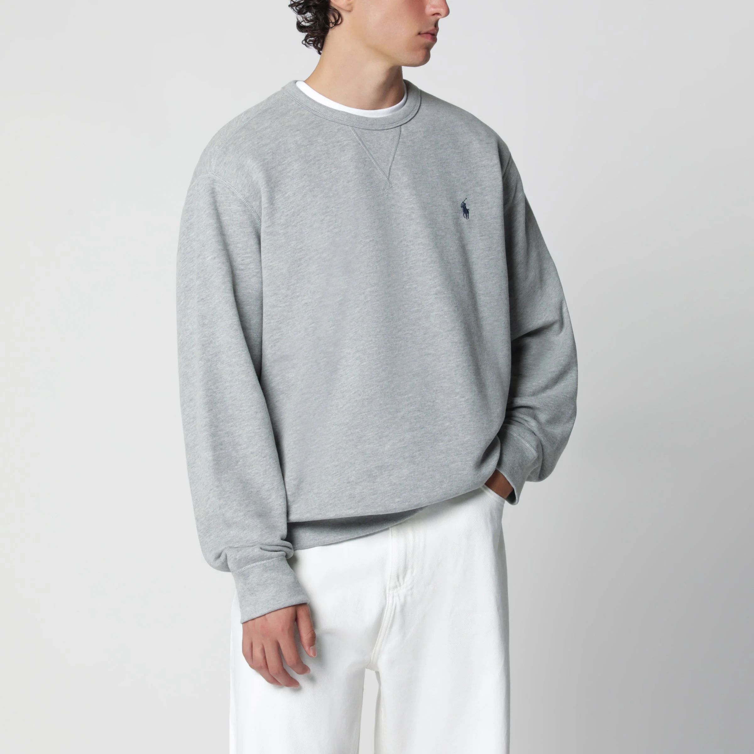 Grey cotton-blend crewneck sweatshirt - 1