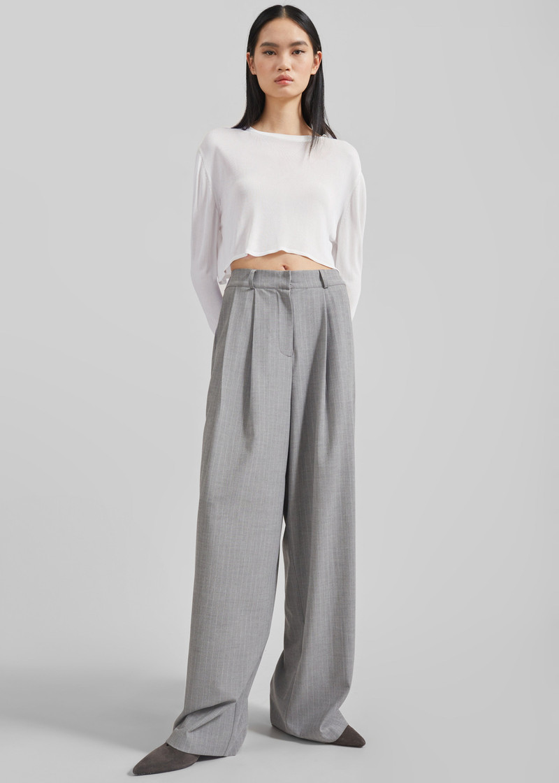Kazel Cropped Thin Knit Top - White 6