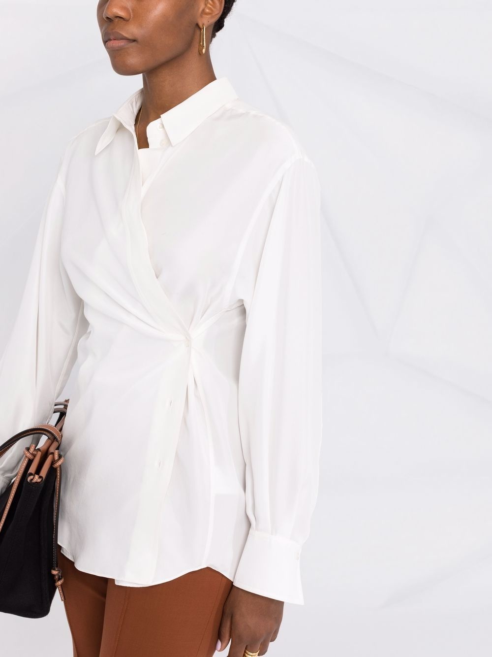 button-detail silk shirt - 5