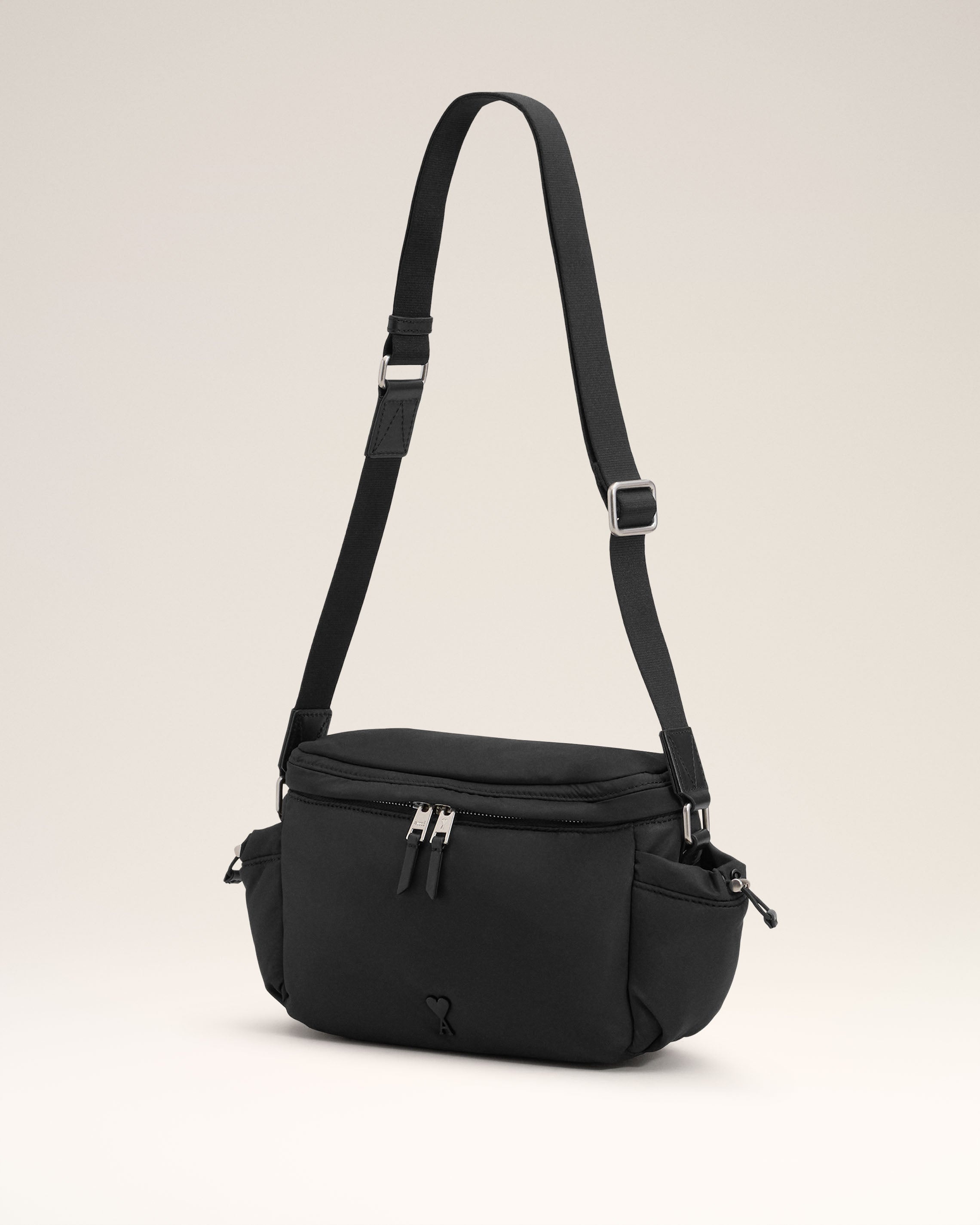 AMI Paris BLACK AMI DE COEUR MESSENGER BAG | REVERSIBLE