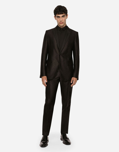 Dolce & Gabbana Lamé silk jacquard martini-fit tuxedo suit outlook