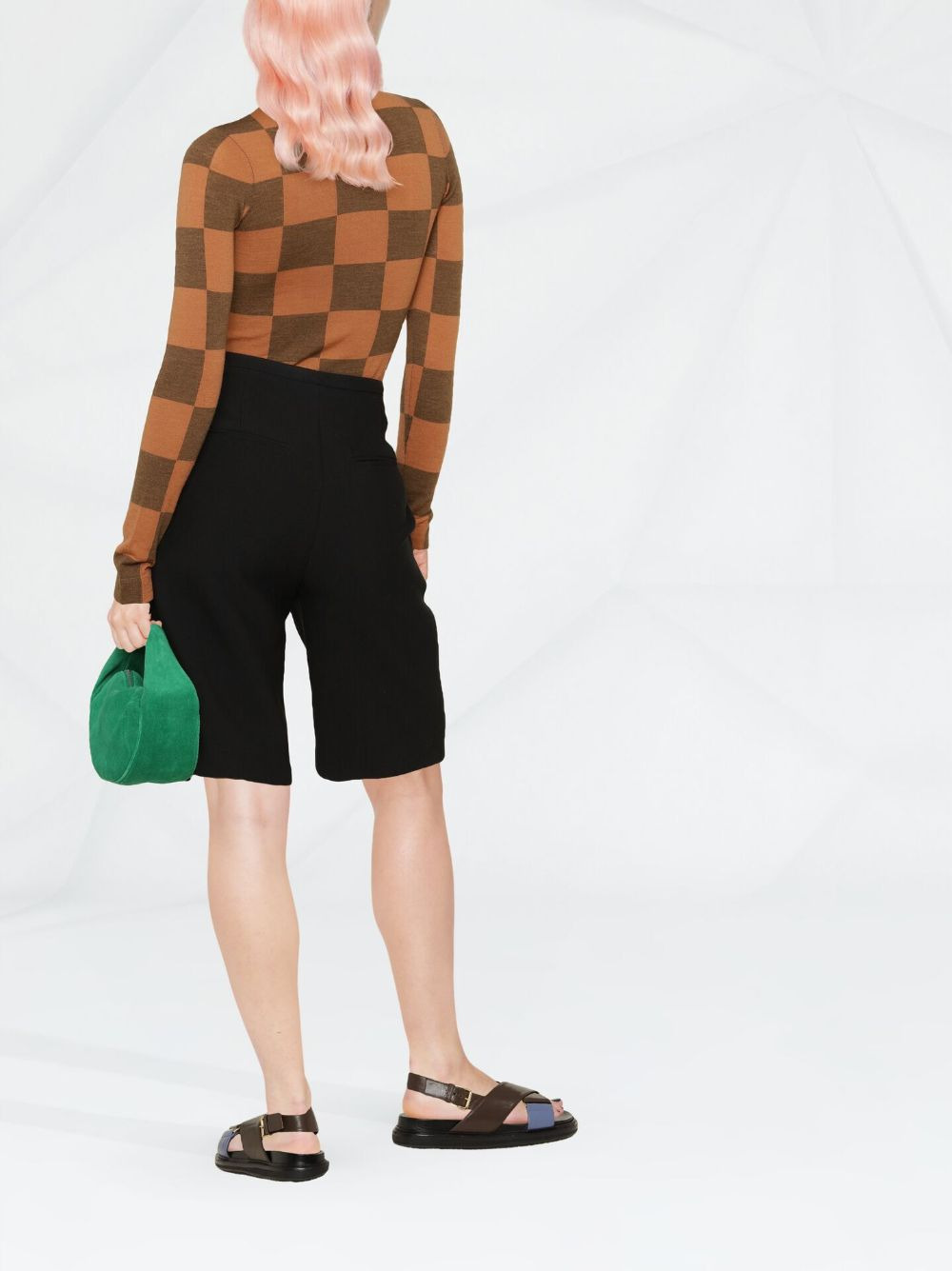 checkerboard-pattern polo shirt - 4