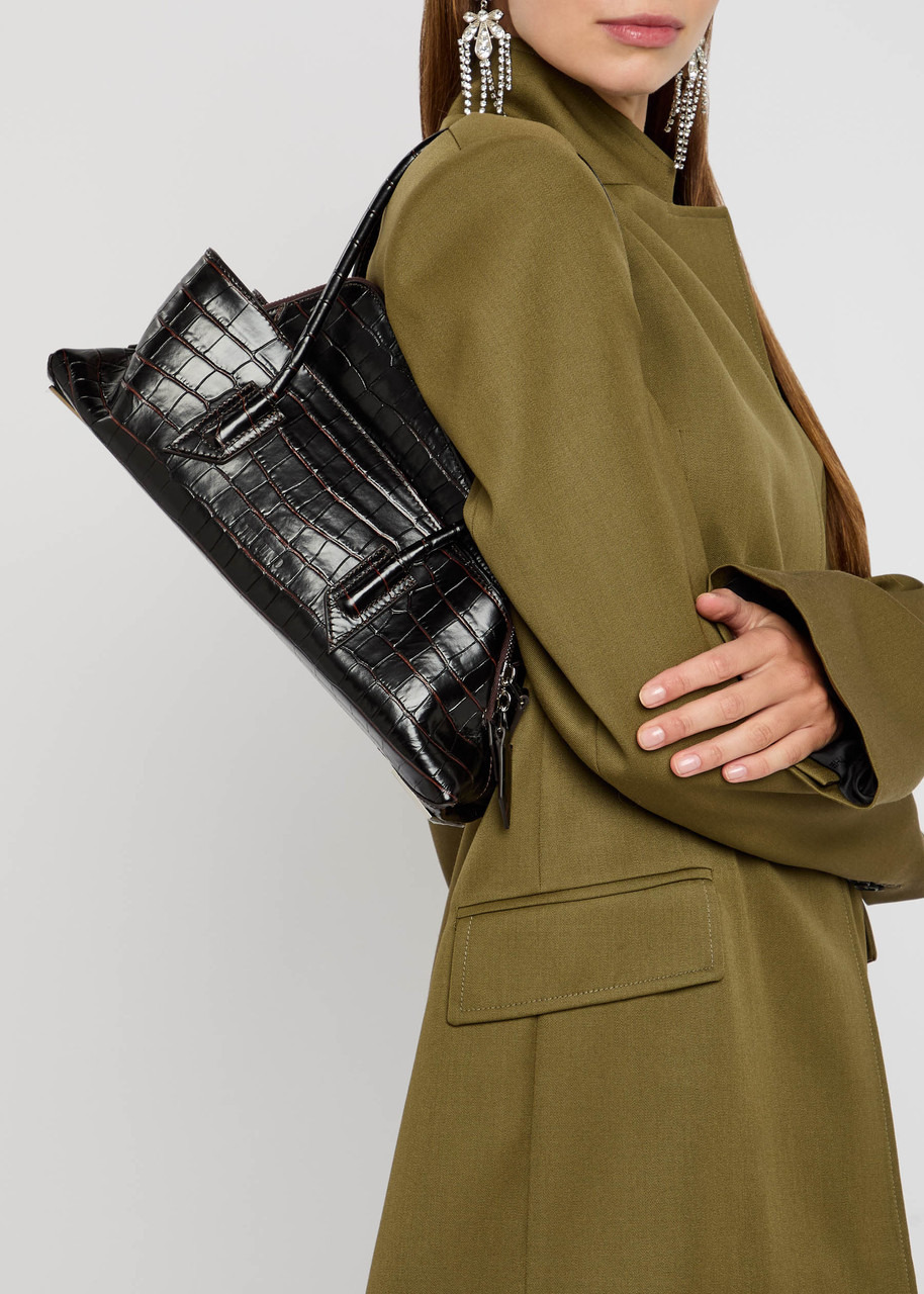 The Attico La Passeggiata Small Crocodile-effect Leather Shoulder bag - 4