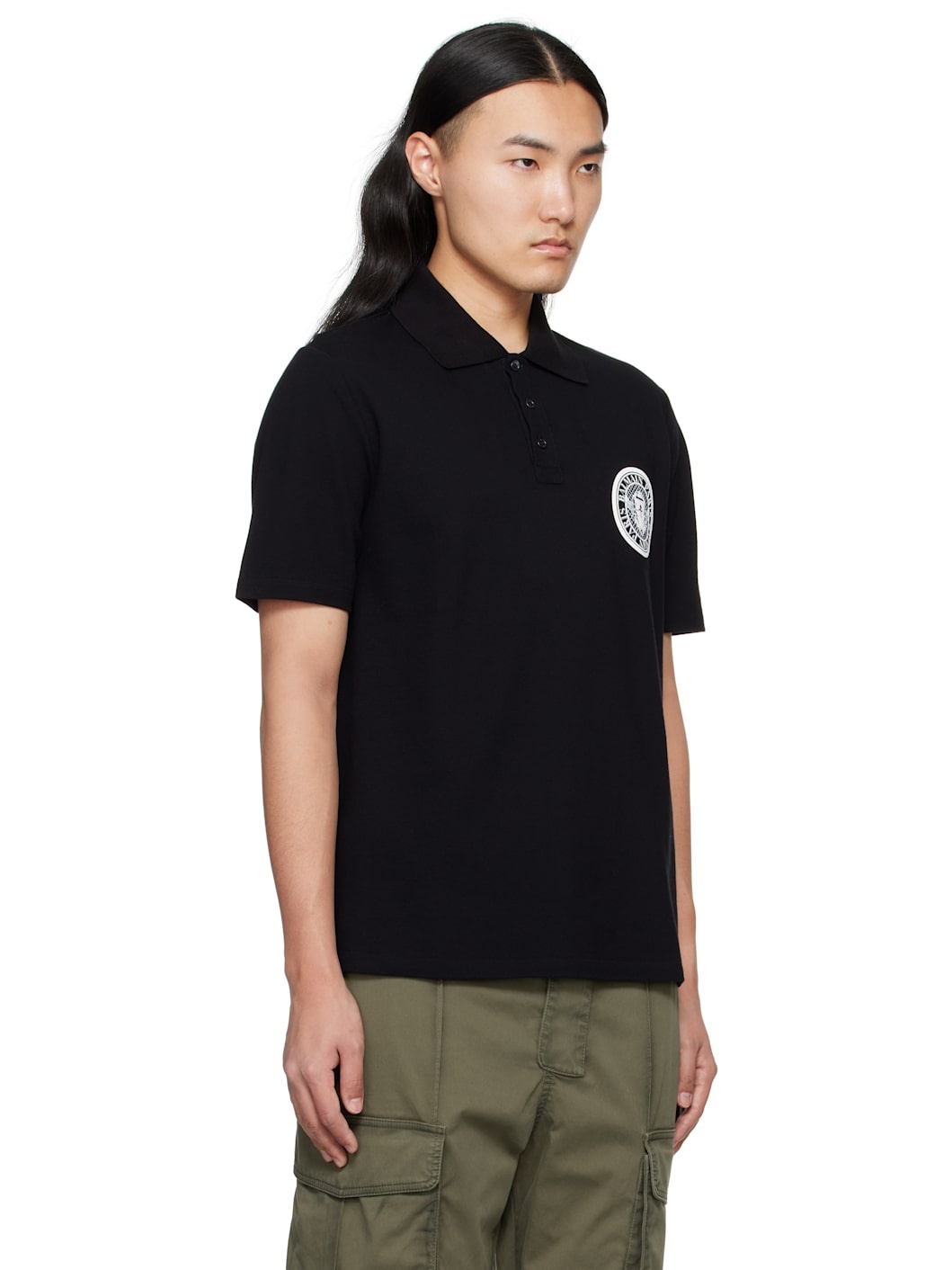Black Cotton Coin Print Polo - 2