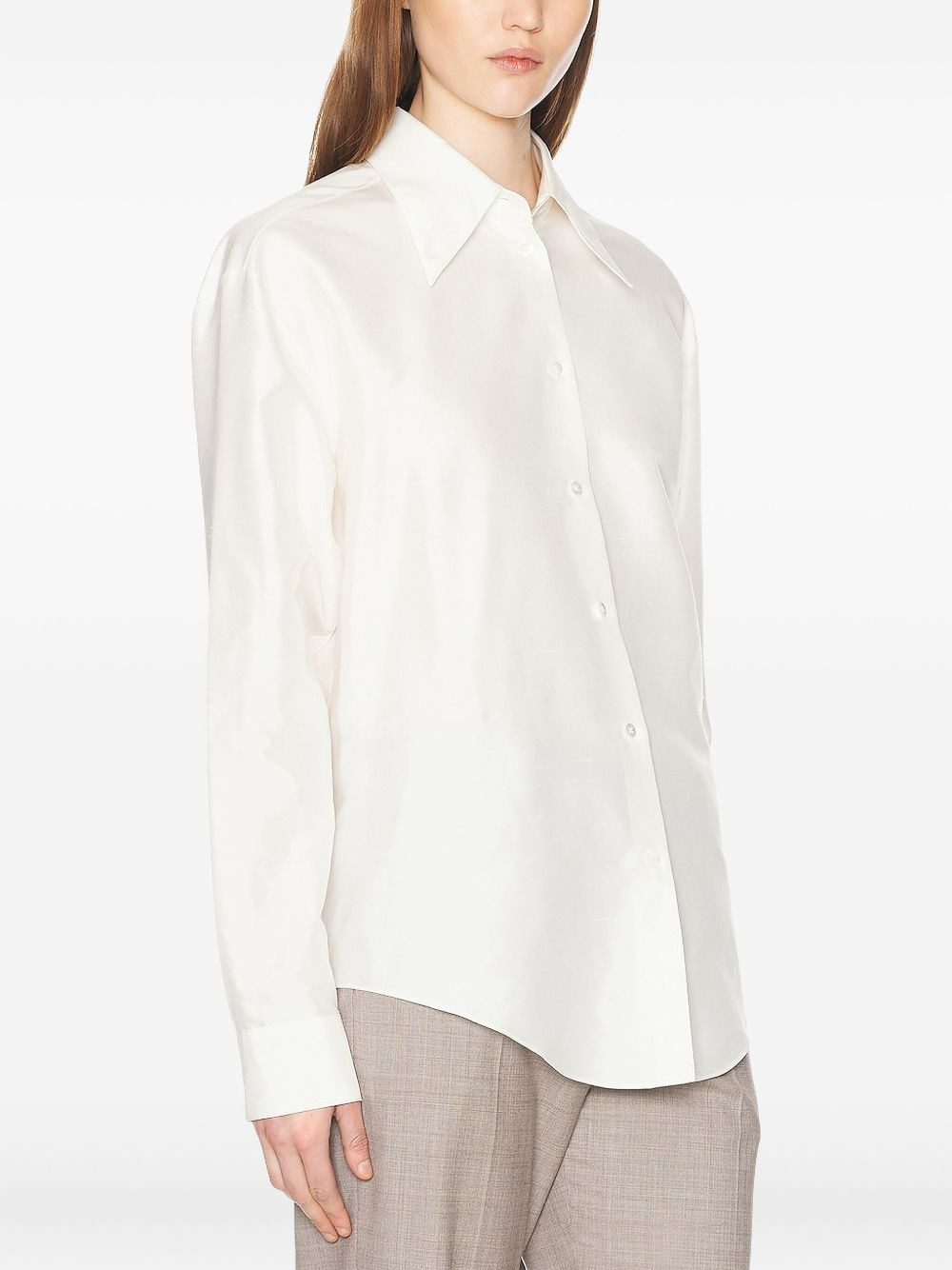 oversized-collar silk shirt - 3