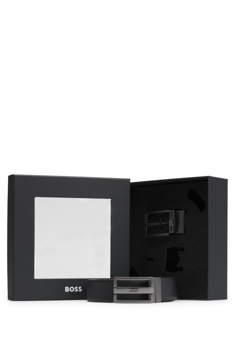 REVERSIBLE ITALIAN-LEATHER BELT WITH TWO BUCKLES 4