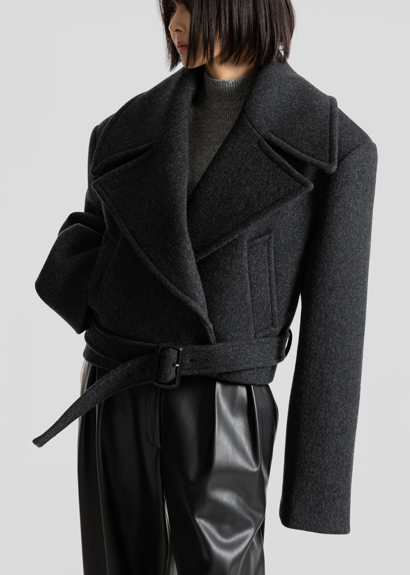 Aumale Cropped Wool Peacoat - Charcoal 10