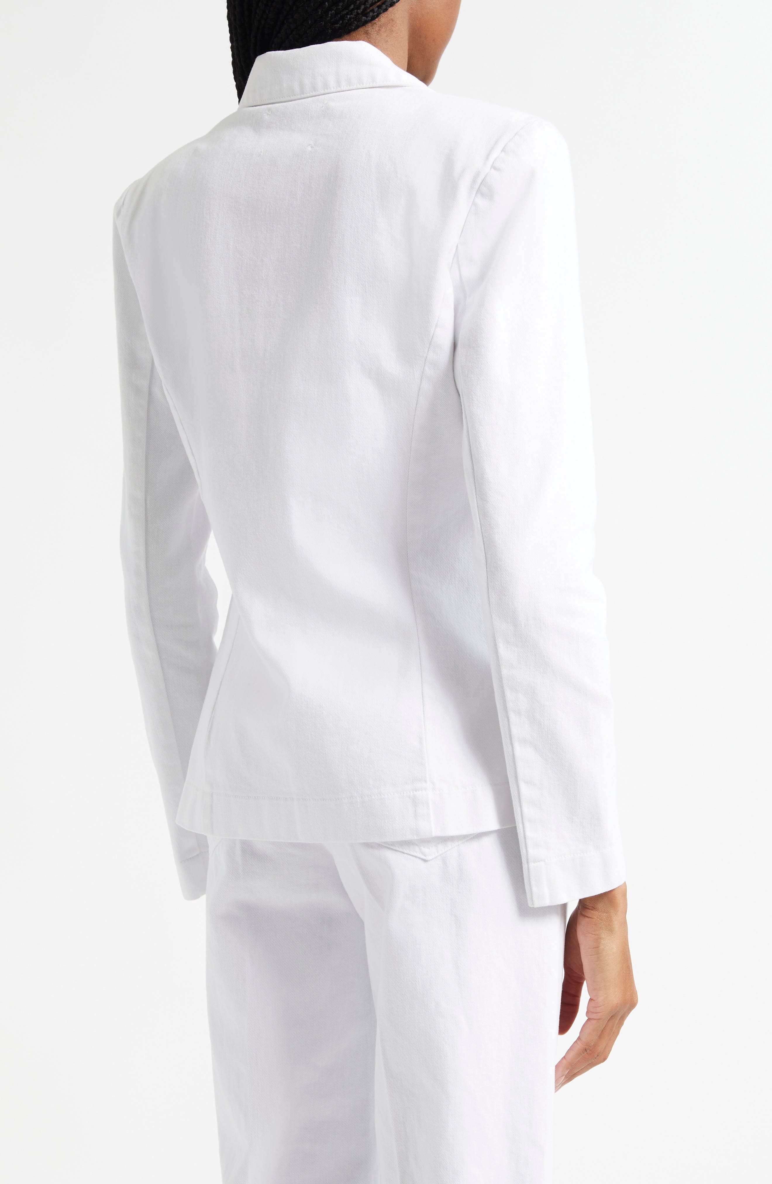 L'AGENCE Baldwin Cotton Denim Blazer Jacket in Blanc at Nordstrom - 3