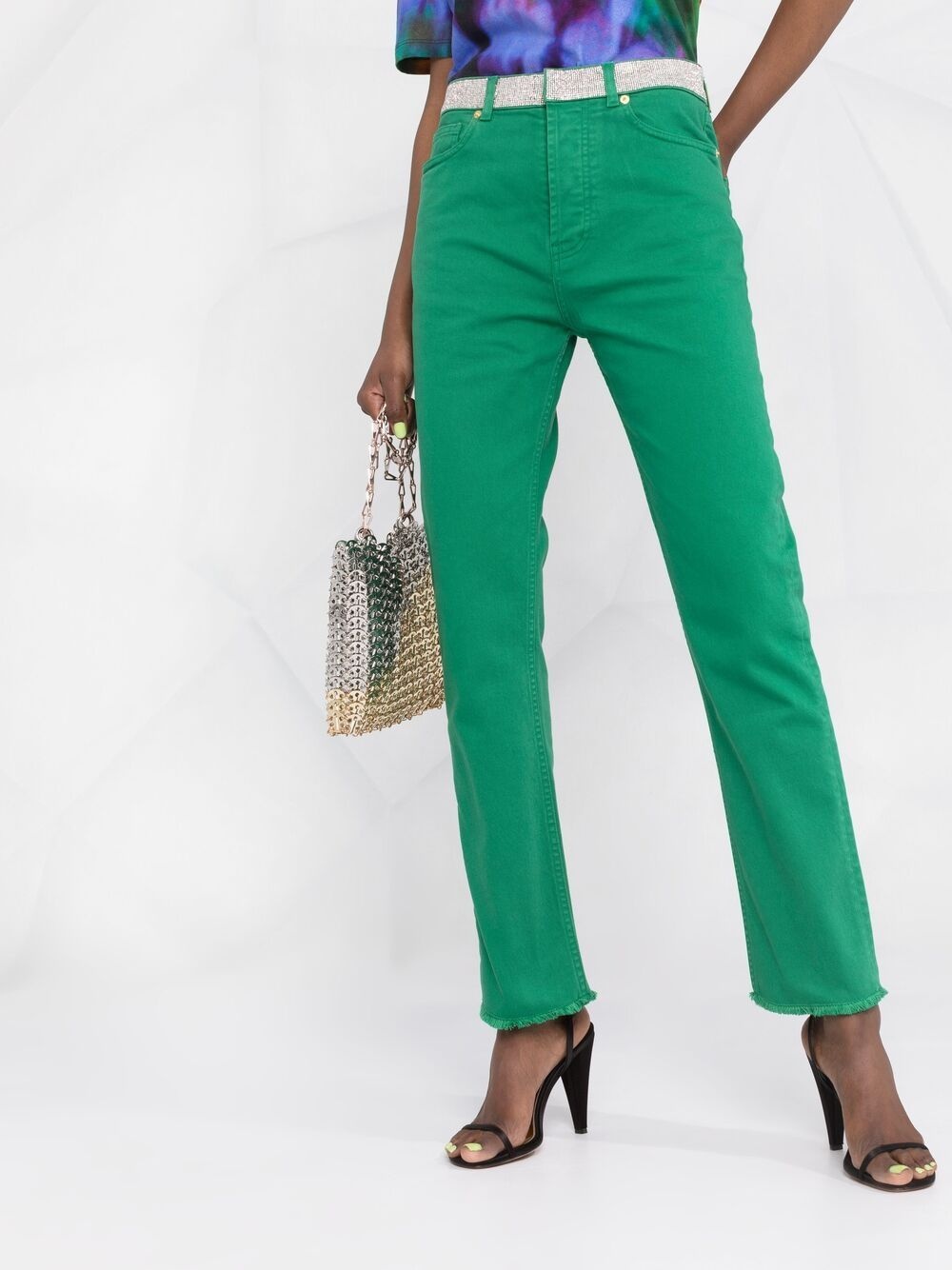 embellished-band jeans - 5