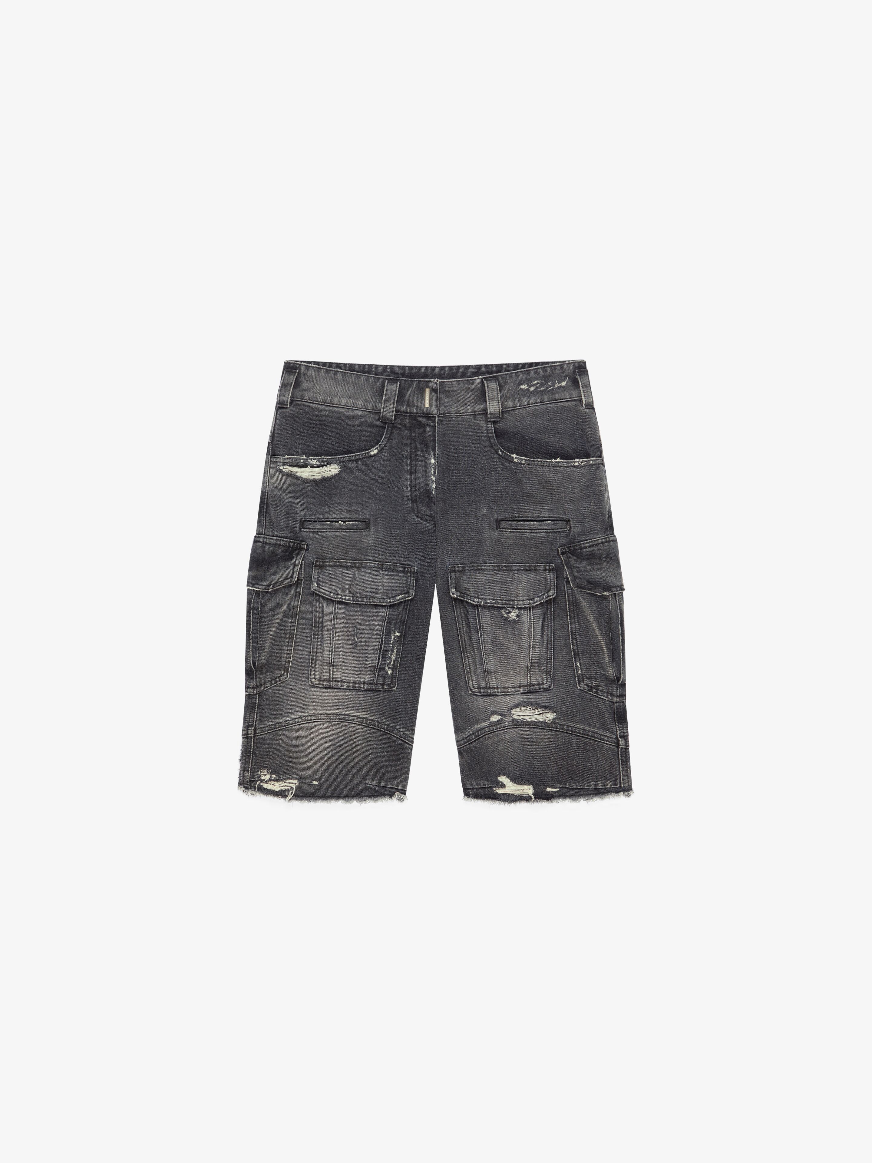 CARGO BERMUDA SHORTS IN DENIM - 1