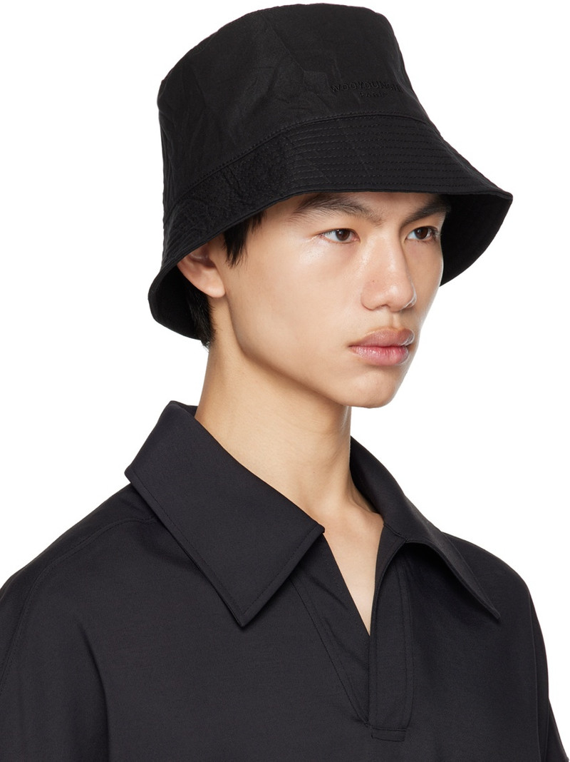 Wooyoungmi Black Crinkle Bucket Hat outlook