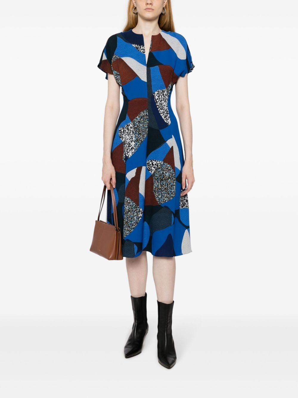 graphic-print V-neck midi dress - 2