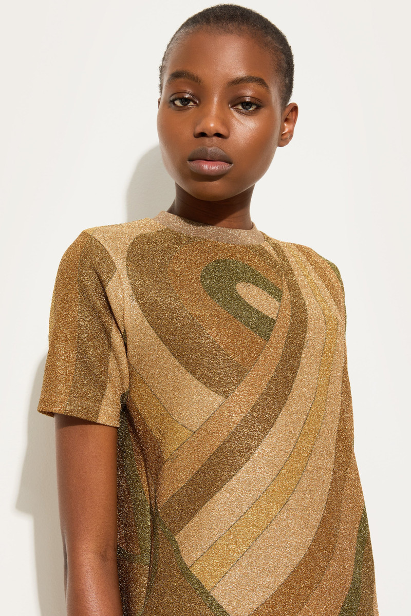 MARMO PRINT JERSEY LAMÉ T-SHIRT 5