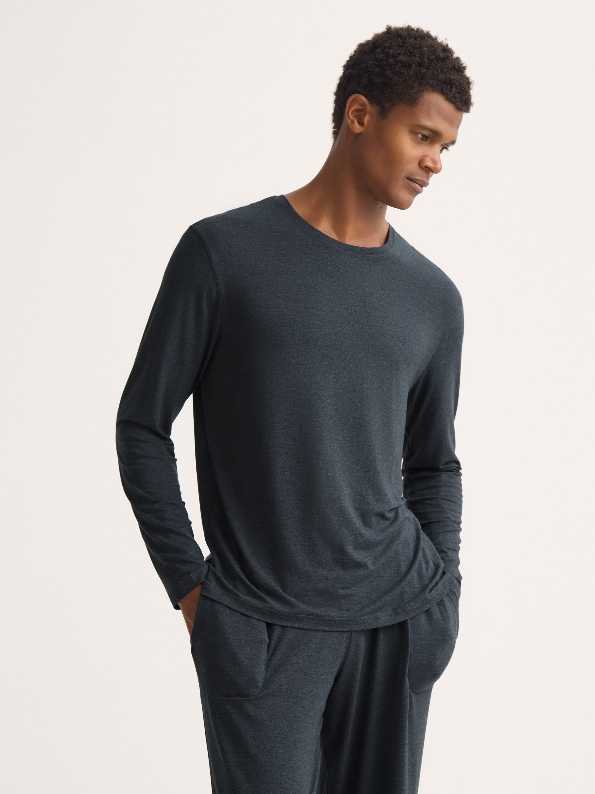 Men's Long Sleeve T-Shirt Marlowe Micro Modal Stretch Anthracite - 7