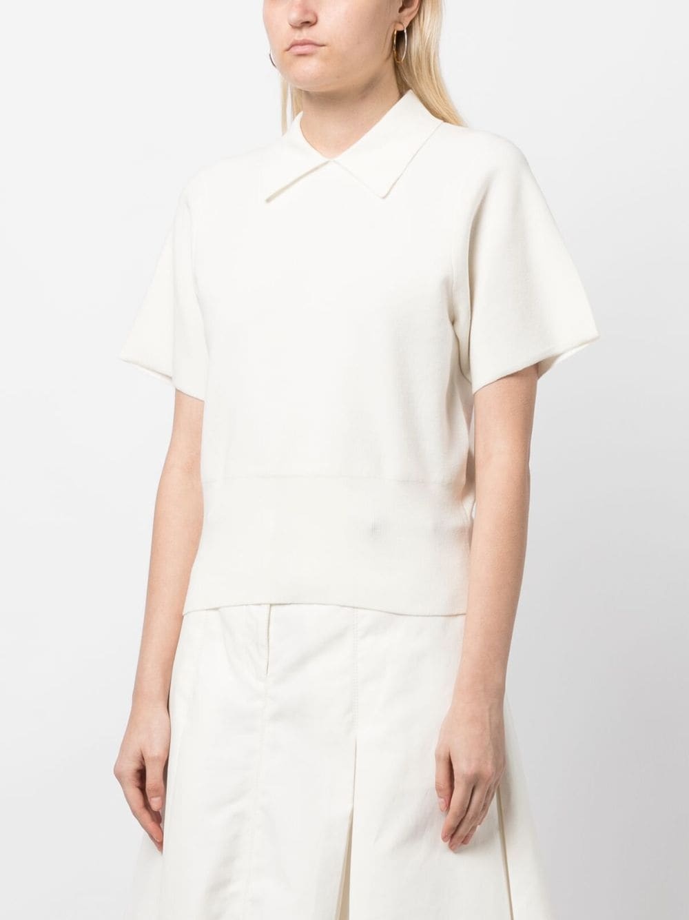 crepe-texture polo top - 3