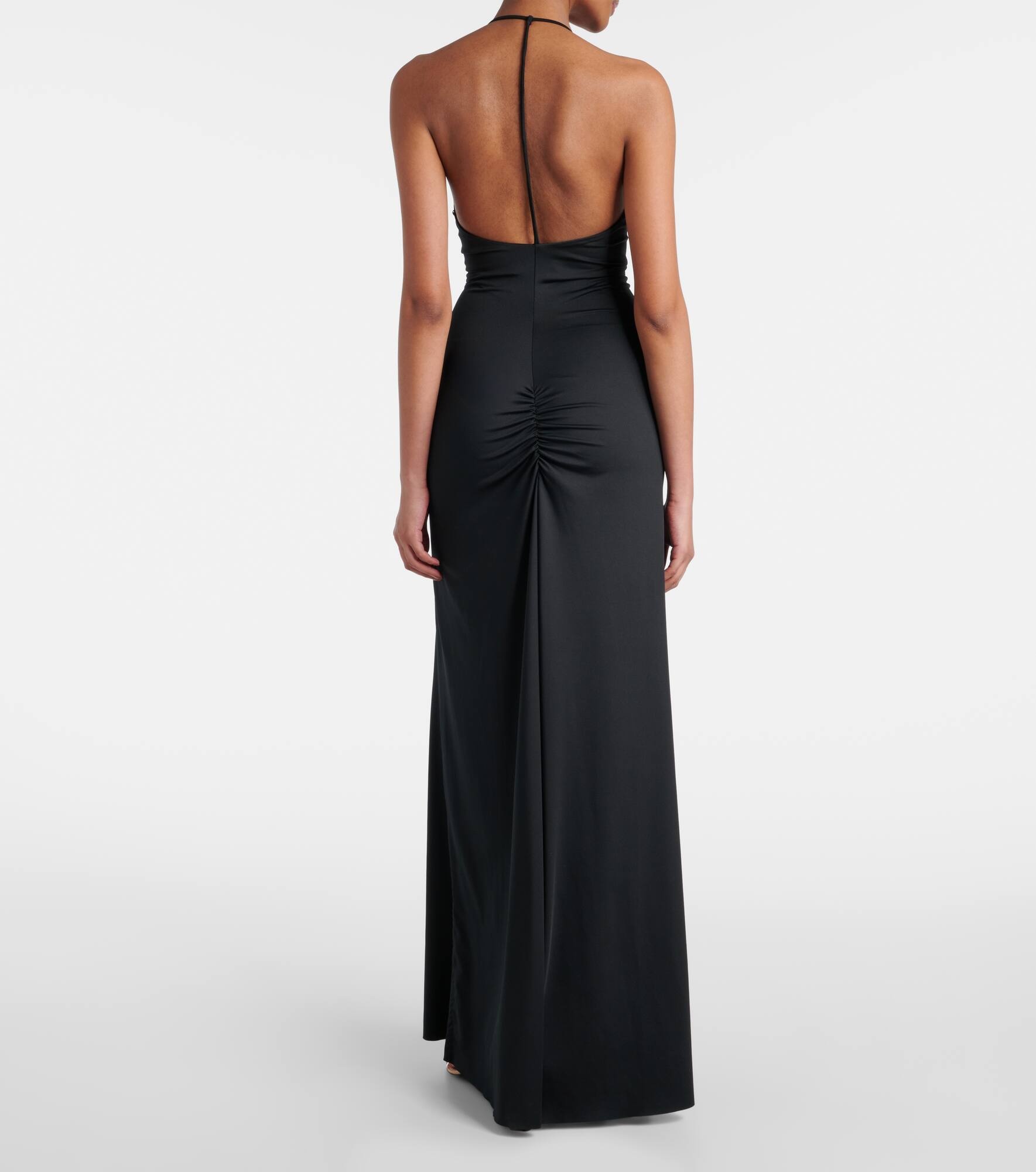 Gathered jersey open-back gown - 3