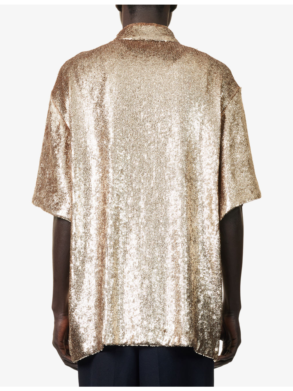 Sequin-Embellished Short-Sleeves Woven Shirt - 4
