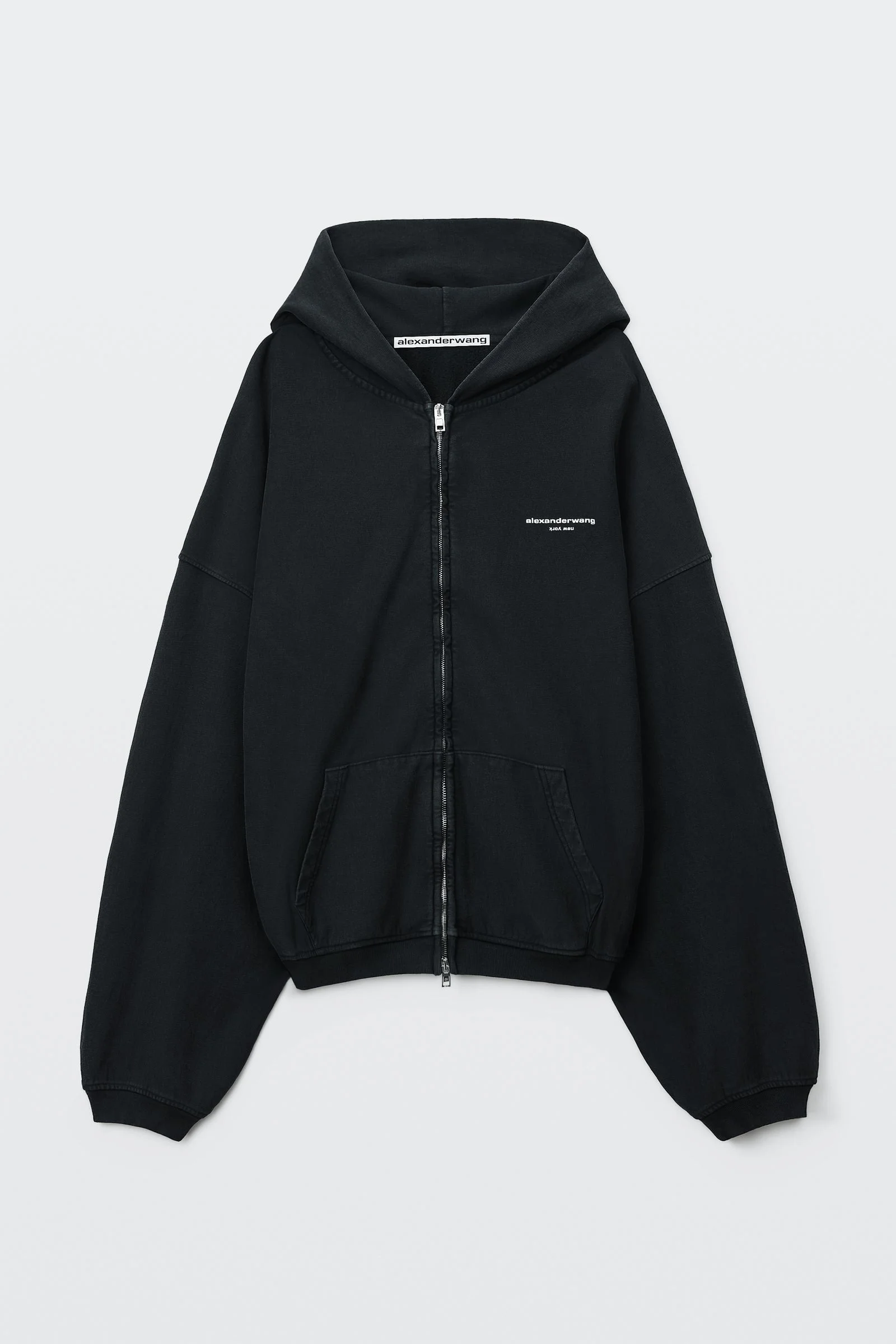 logo print oversized zip-up hoodie - 1