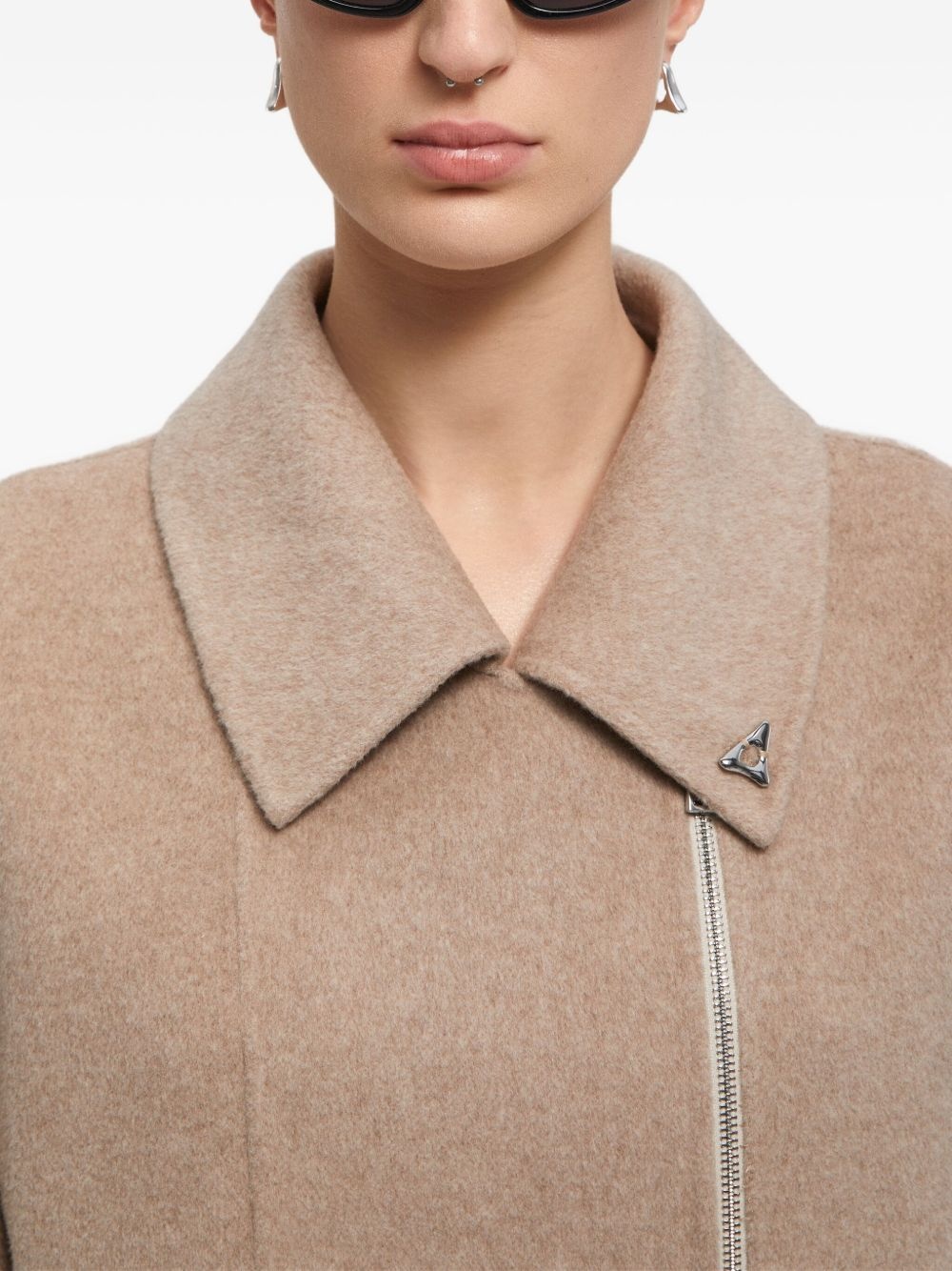 belted zip-front coat - 4