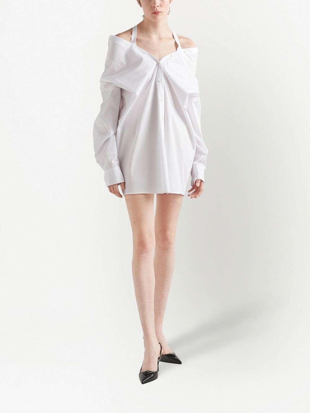 off-shoulder cotton shirt dress - 2