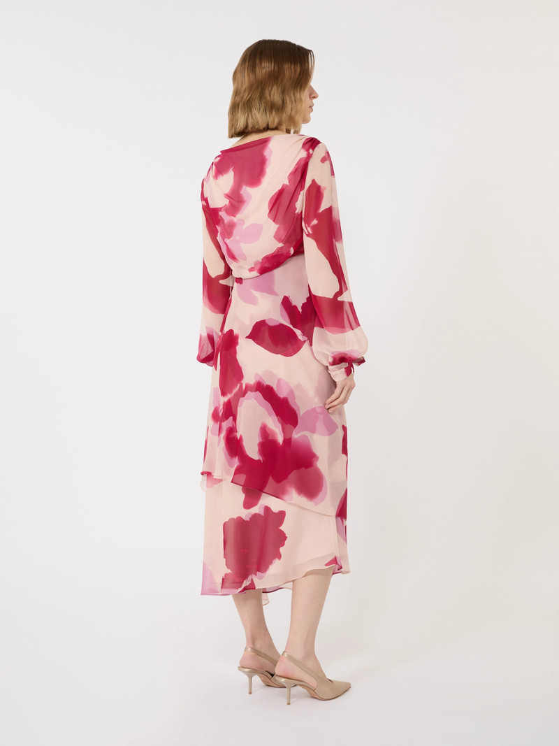 ARMONIOSO Printed georgette dress - BEIGE 4