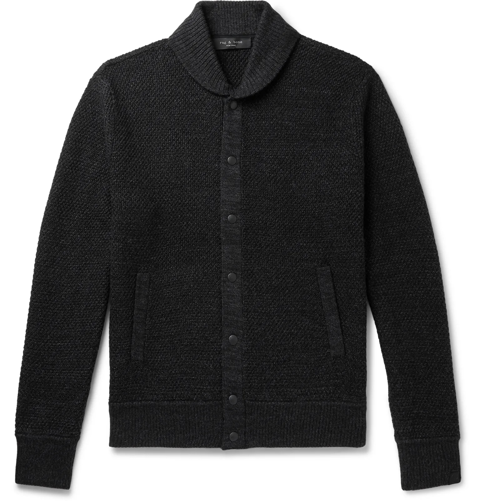 Cardiff Shawl-Collar Waffle-Knit Cotton and Merino Wool-Blend Cardigan - 1