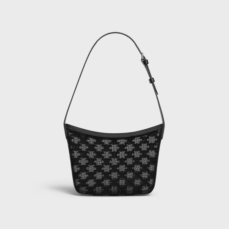 MEDIUM CELINE CROQUE BAG in TULLE TEXTILE WITH TRIOMPHE EMBROIDERIES 3