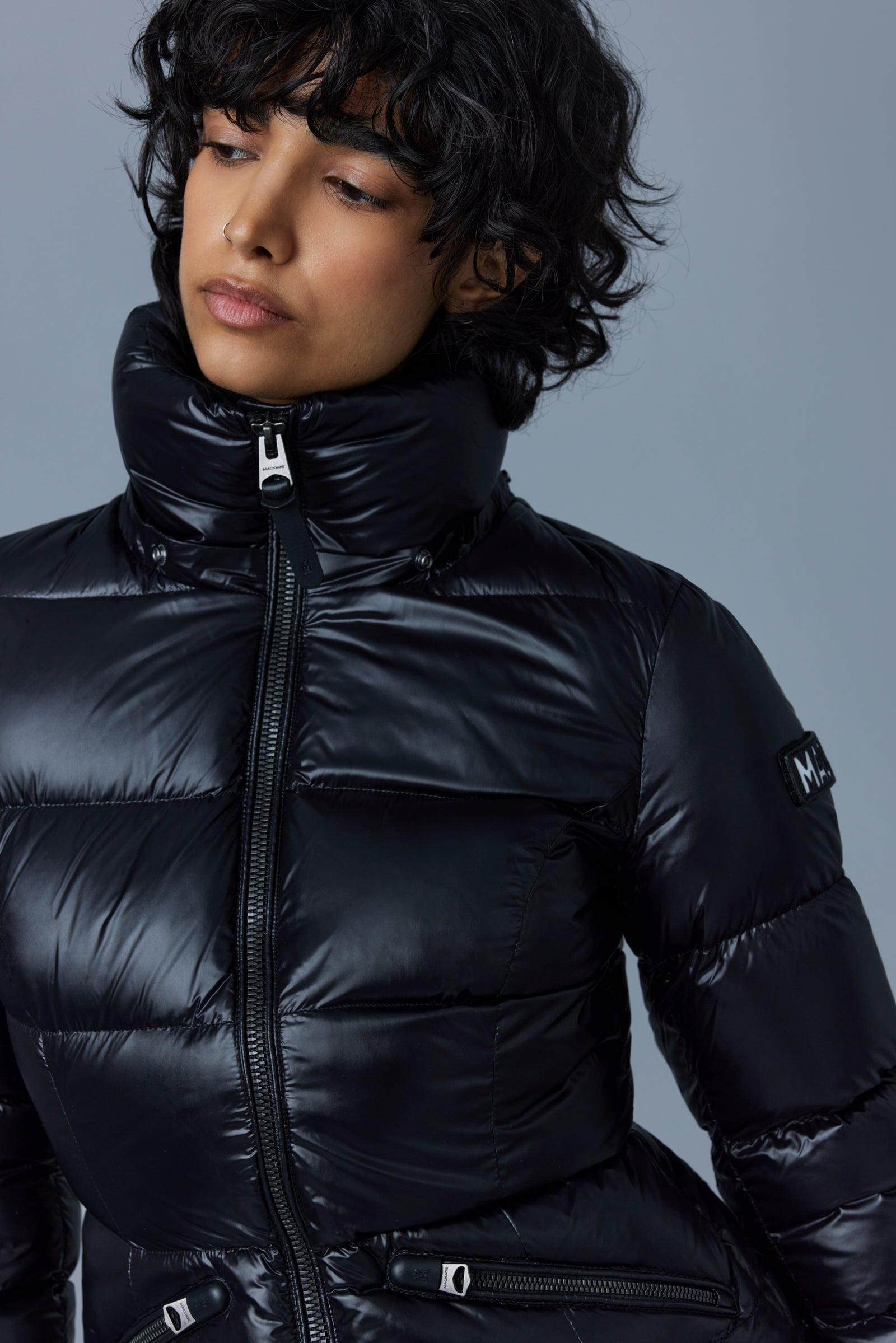 MADALYN lustrous light down jacket with shearling - 5