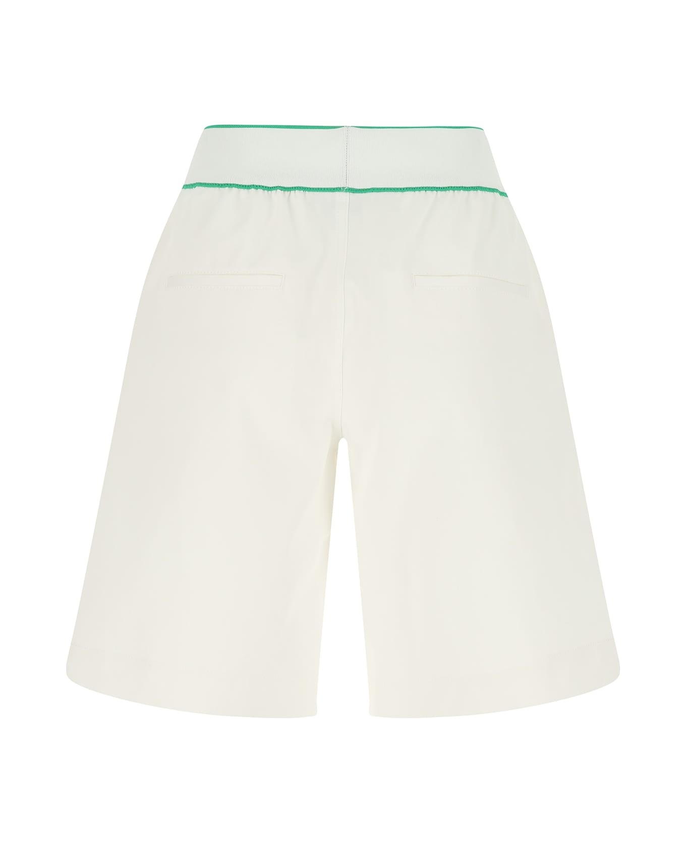 White Cotton Bermuda Shorts - 2