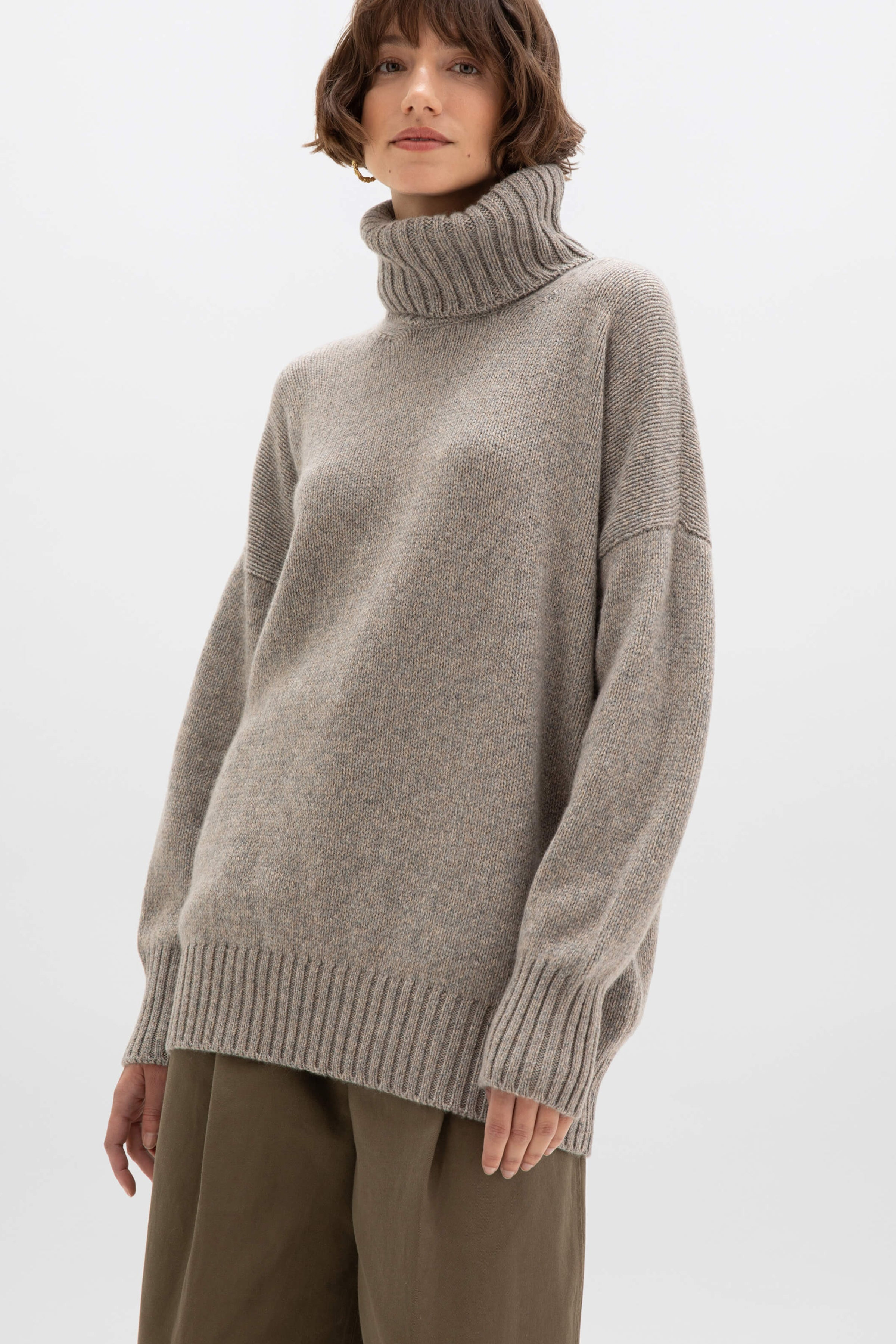 Cashmere Marl Grey Roll Neck Jumper - 3
