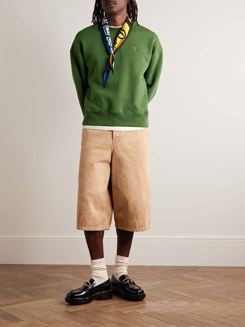 AMI Paris Logo-Embroidered Organic Cotton-Blend Jersey Sweatshirt outlook