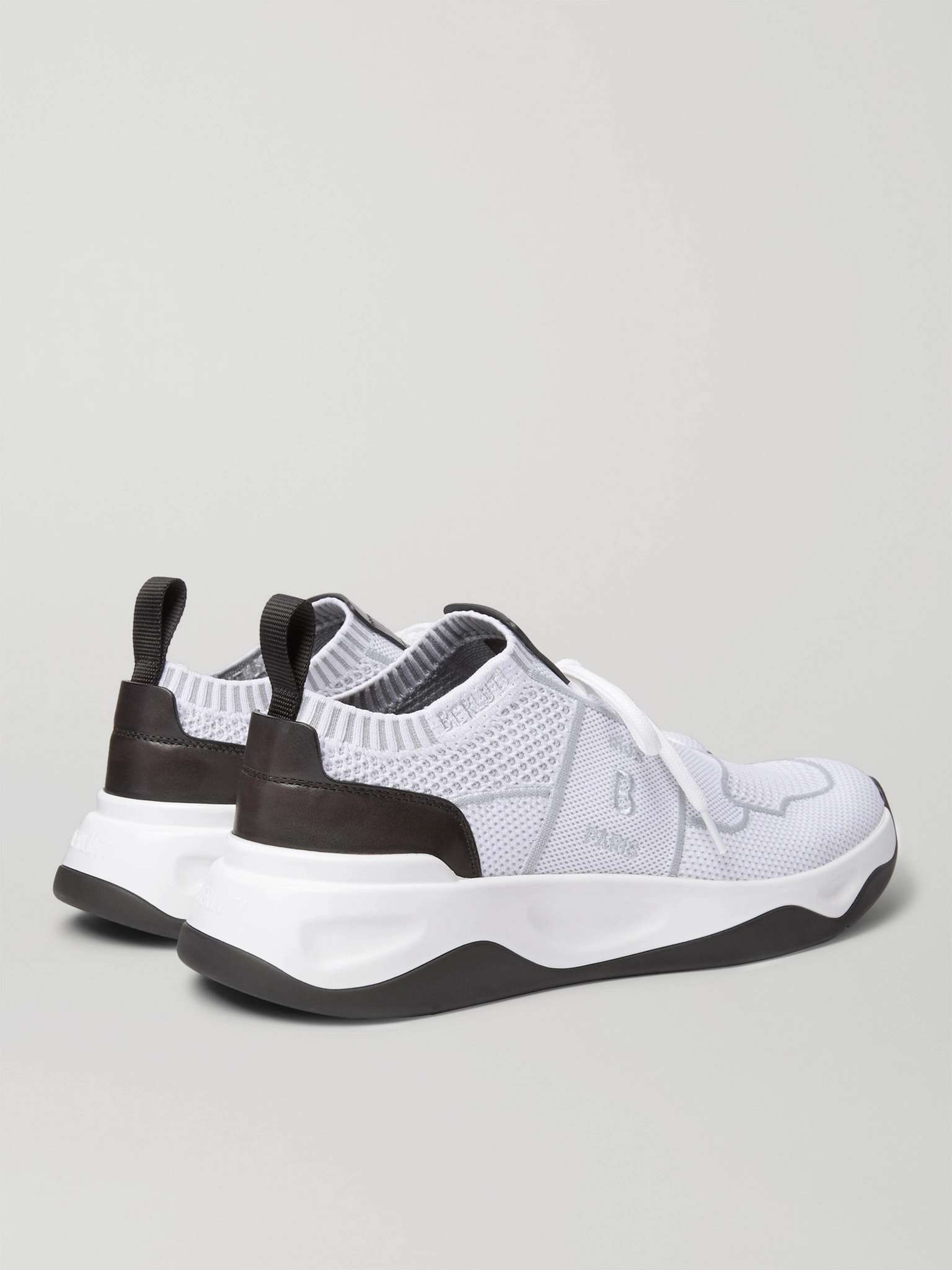 Leather-Trimmed Mesh Sneakers - 5