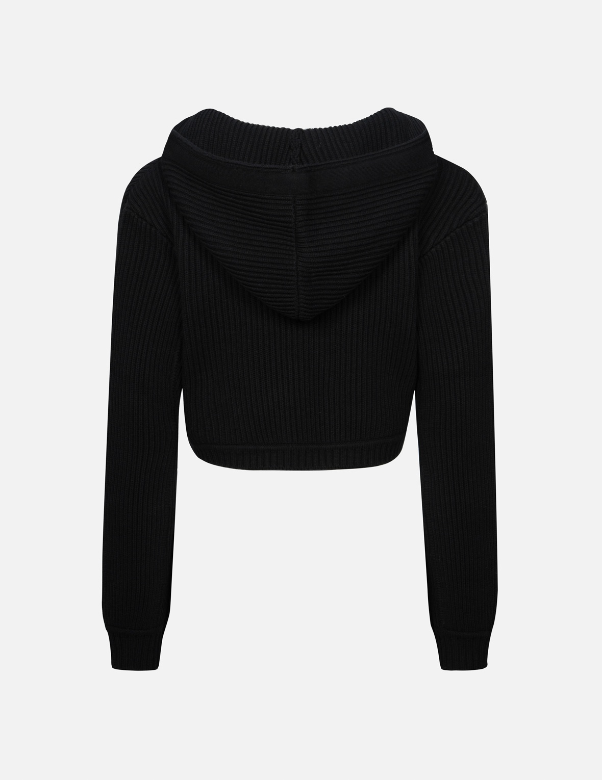 LASER SEAGULL PRINT HOODED FASHION FIT CROPPED CARDIGAN - 2
