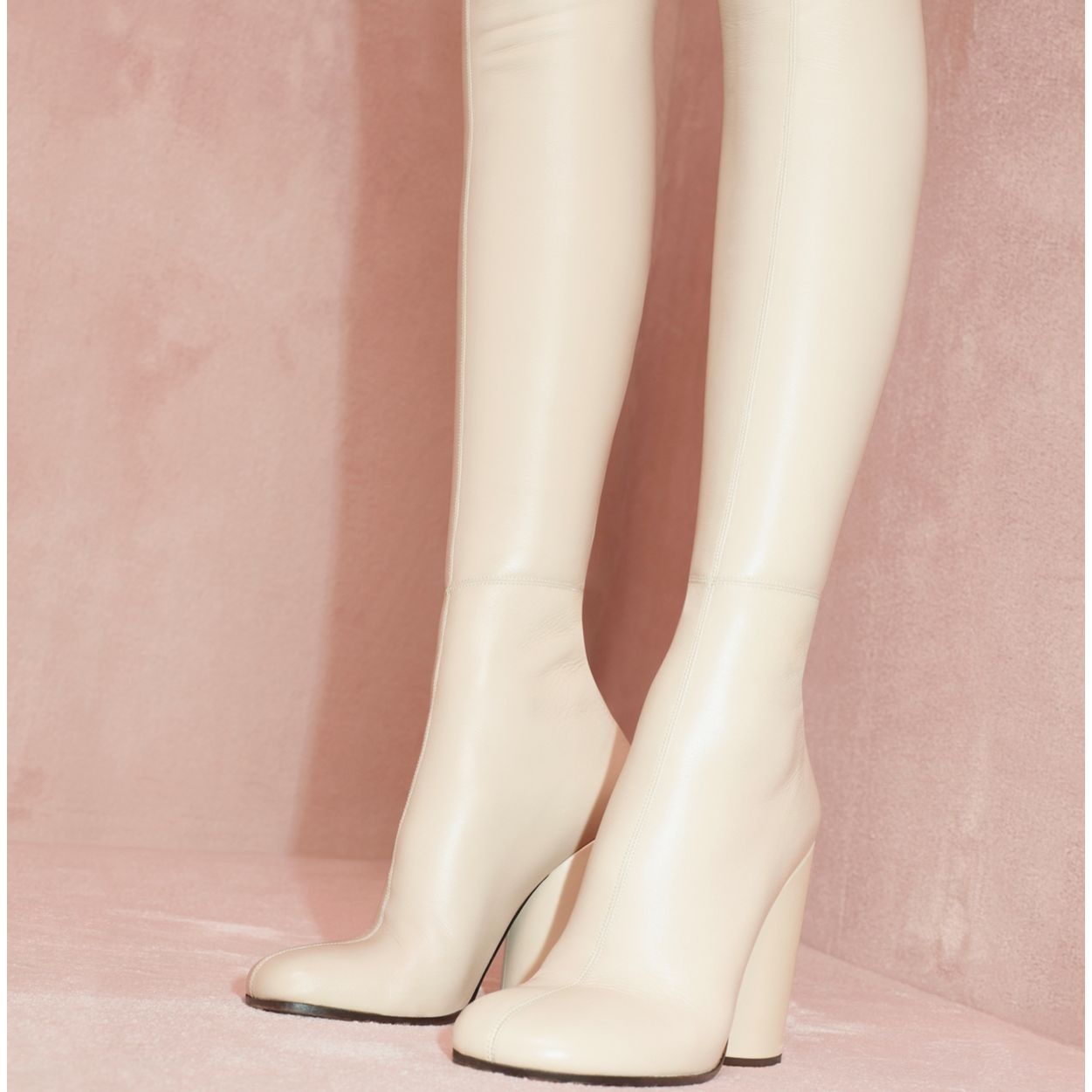 Leather Over-the-knee Sock Boots - 8