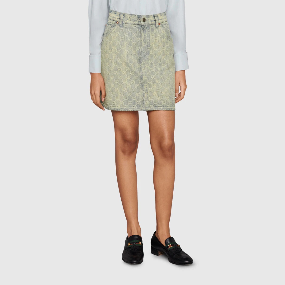 GG jacquard denim mini skirt - 3