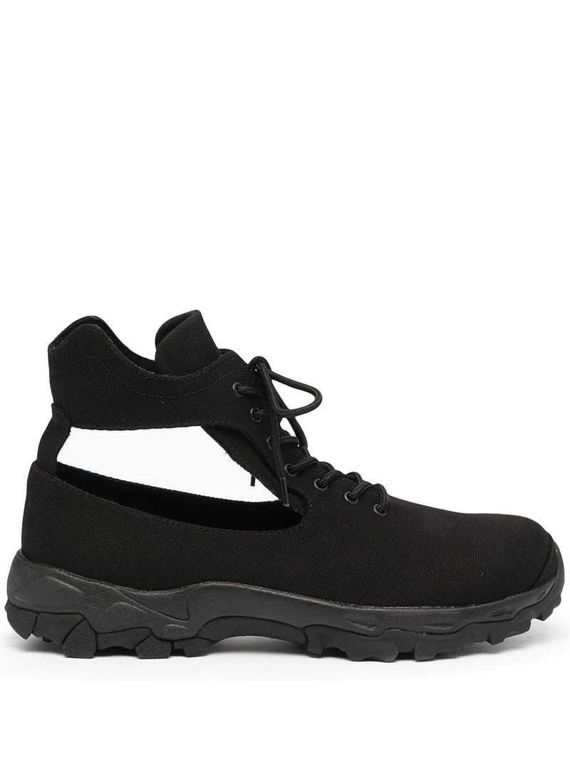 cut-out canvas high-top sneakers 1