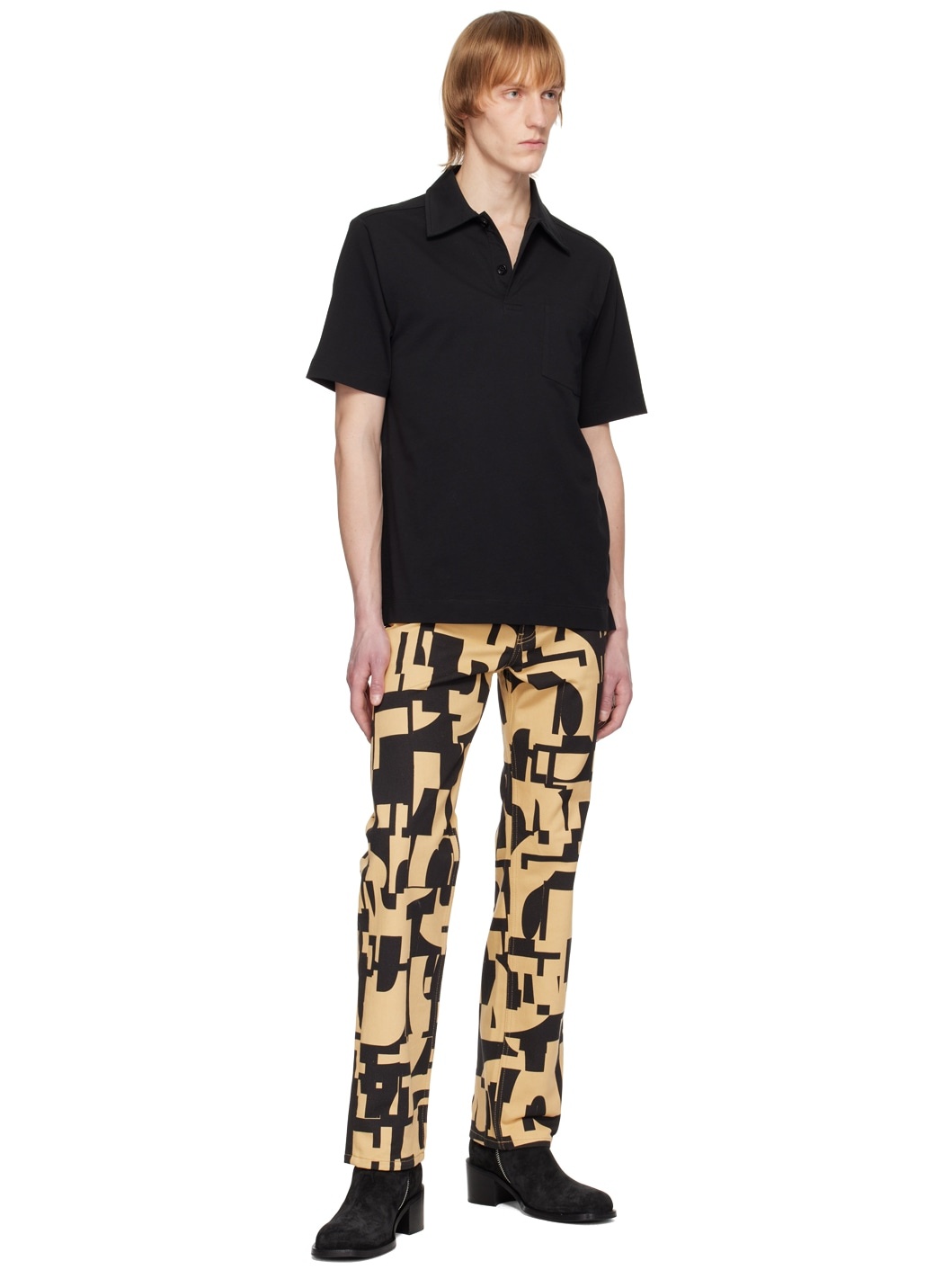 Black & Tan Print Jeans - 4