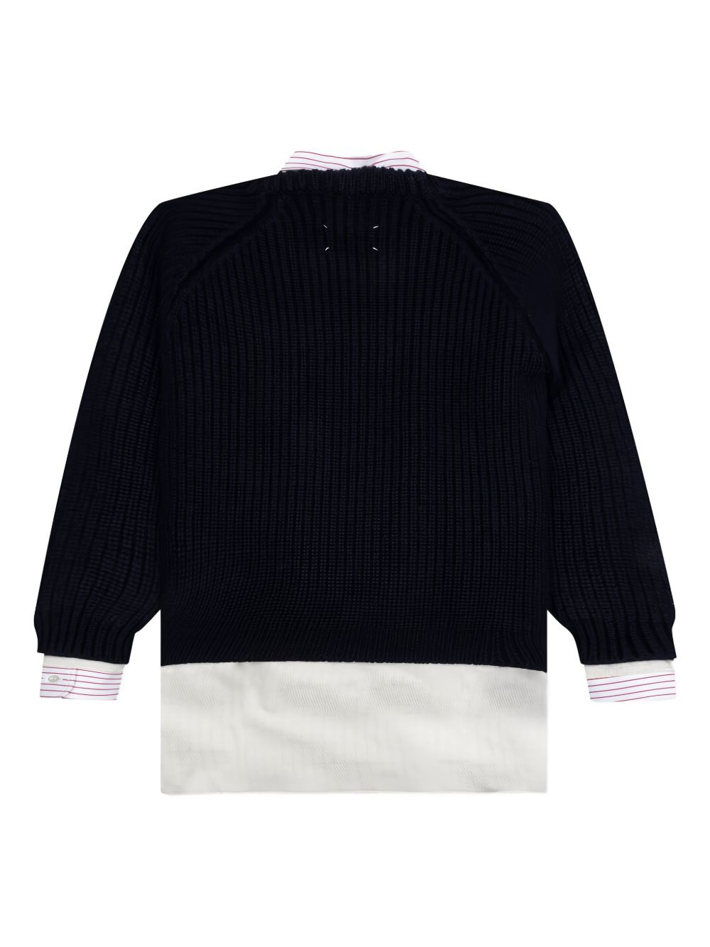 layered shirt-panelled sweater - 2