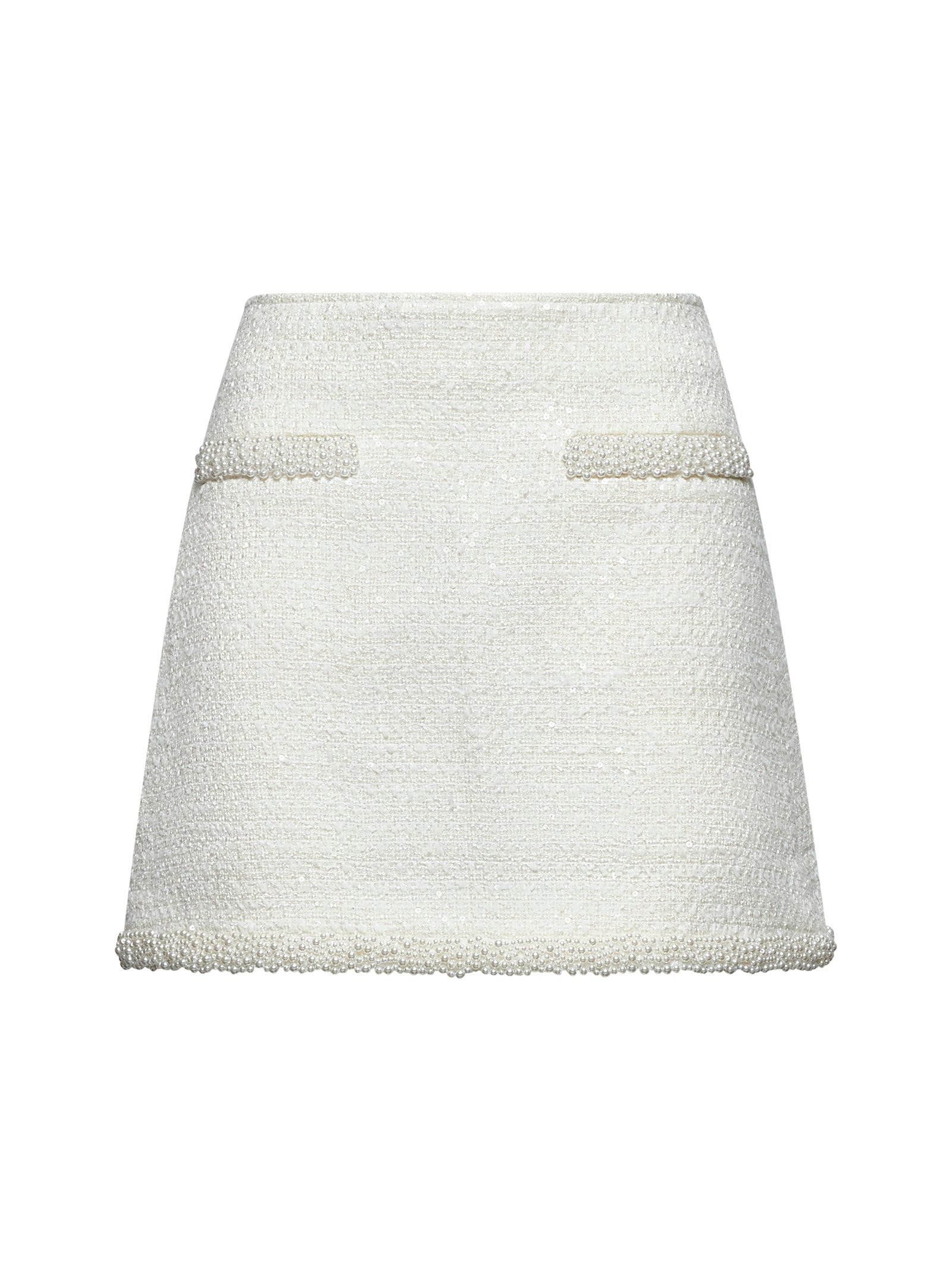 Cream sequin bouclé mini skirt - 1