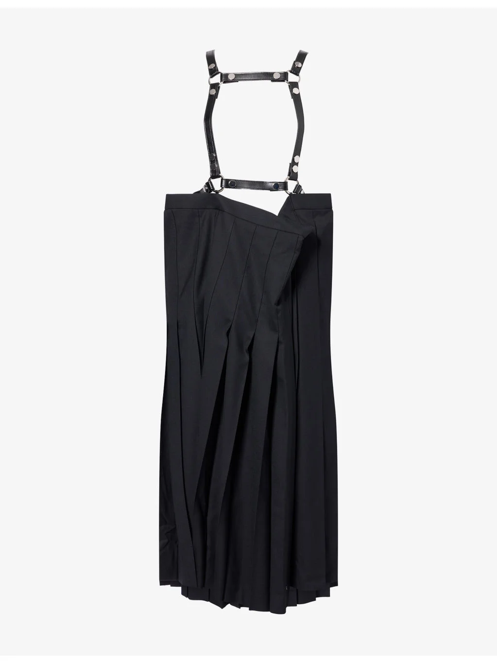 Harness Pleated Wool-Blend Midi Skirt - 1