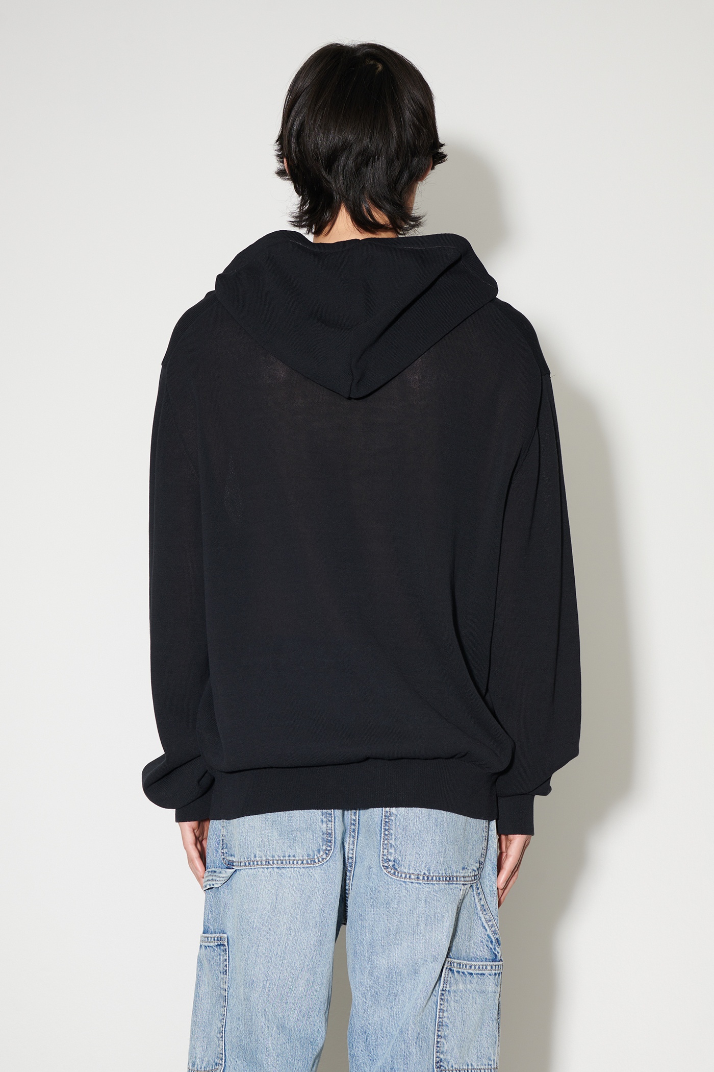 Knitted Hoodie Shadow Black Crispy Cotton - 6