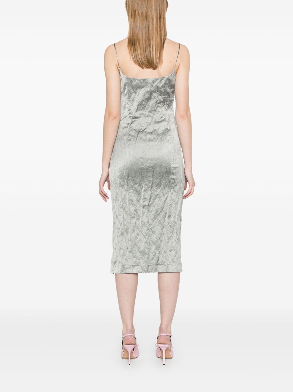 crinkled satin midi dress - 4