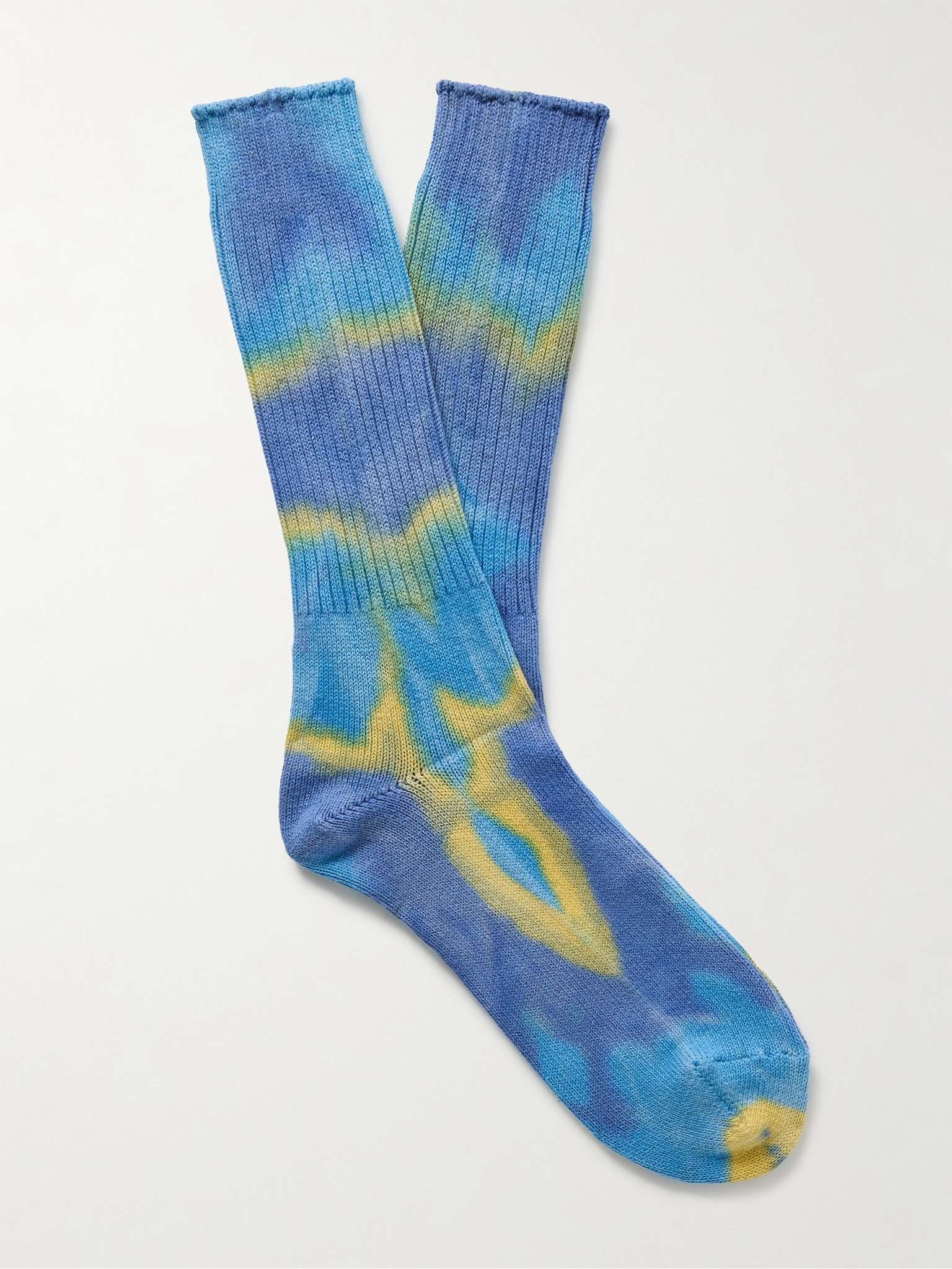 Tie-Dyed Ribbed Cotton-Blend Socks - 1