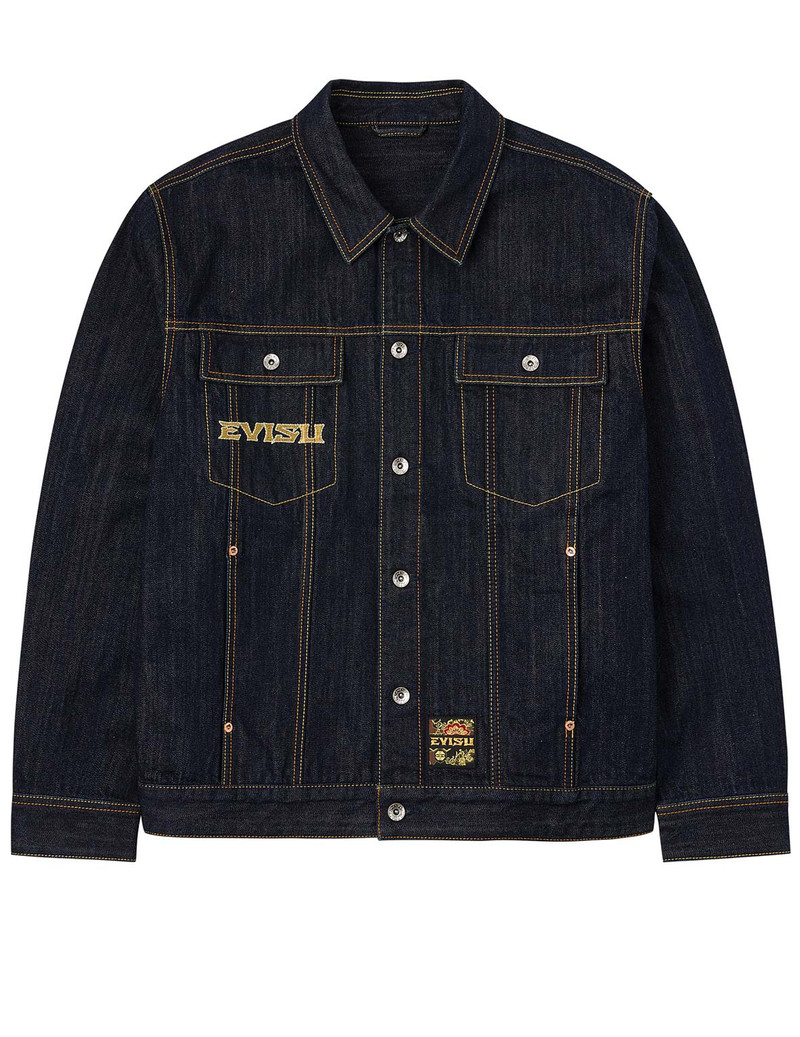 Grateful Crane Embroidery Relax Fit Denim Jacket - 1