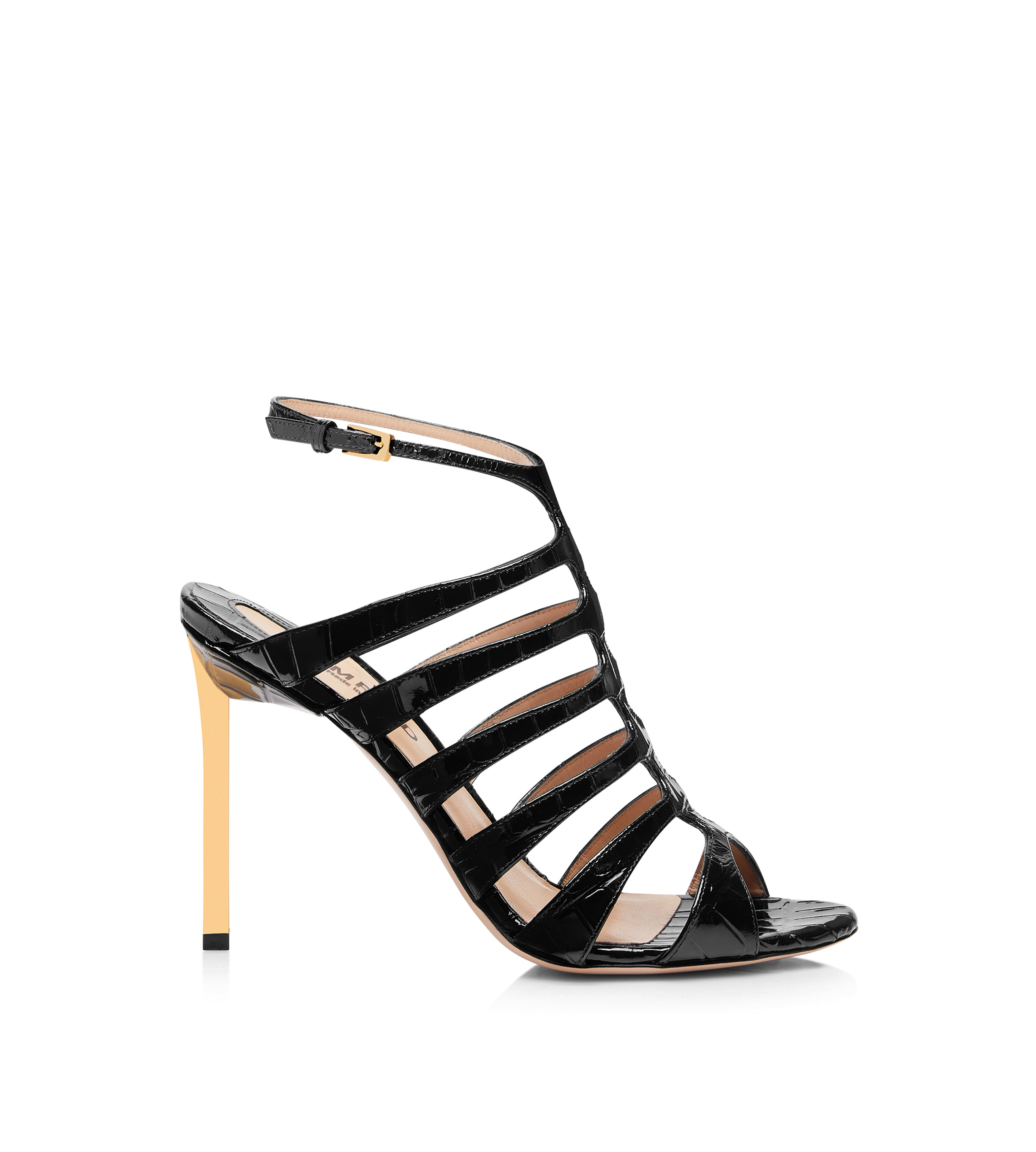 STAMPED CROCODILE LEATHER CARINE SANDAL - 1