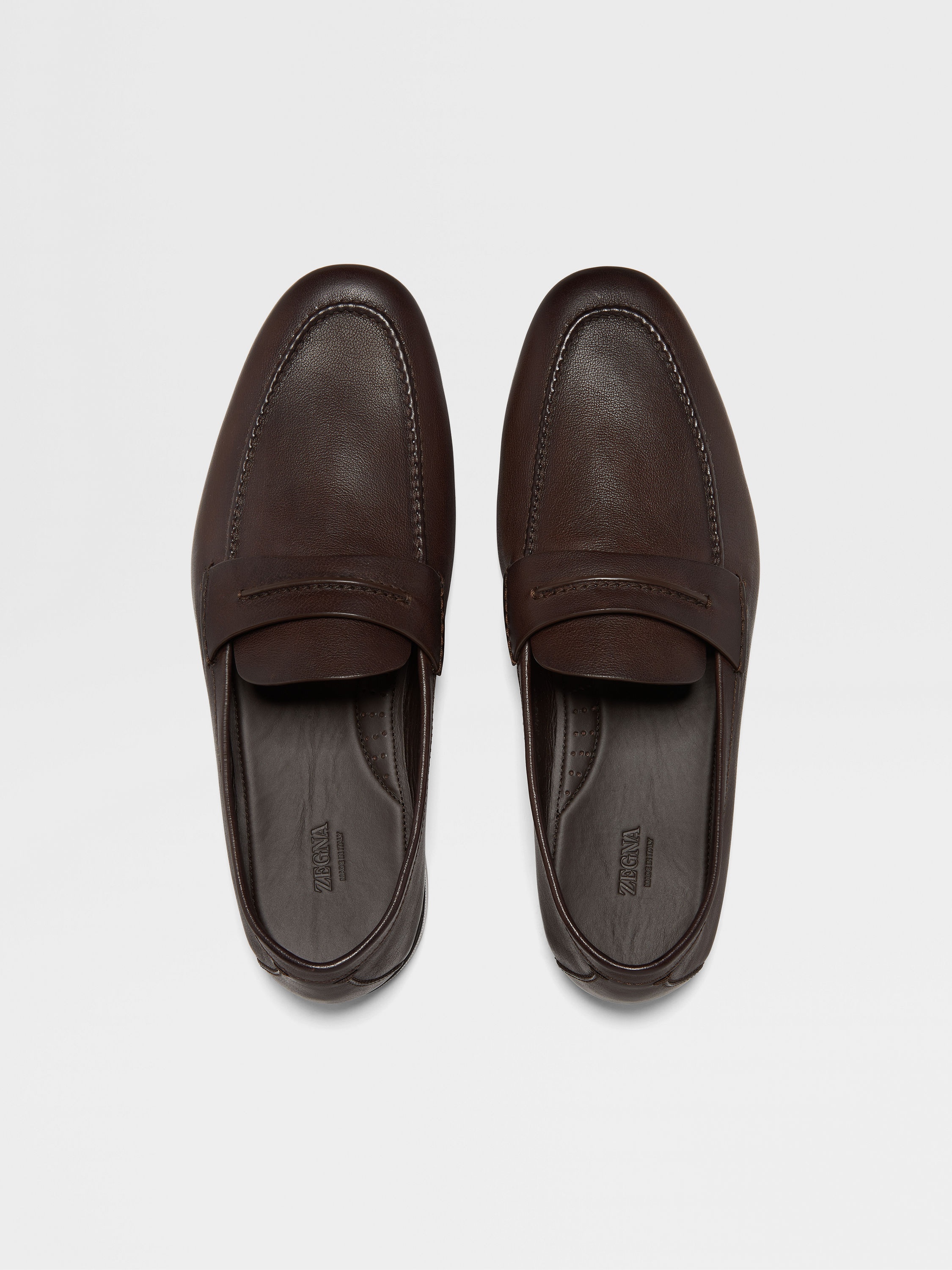DARK BROWN NATURAL GRAIN LEATHER MOCASSIN LOAFER - 5