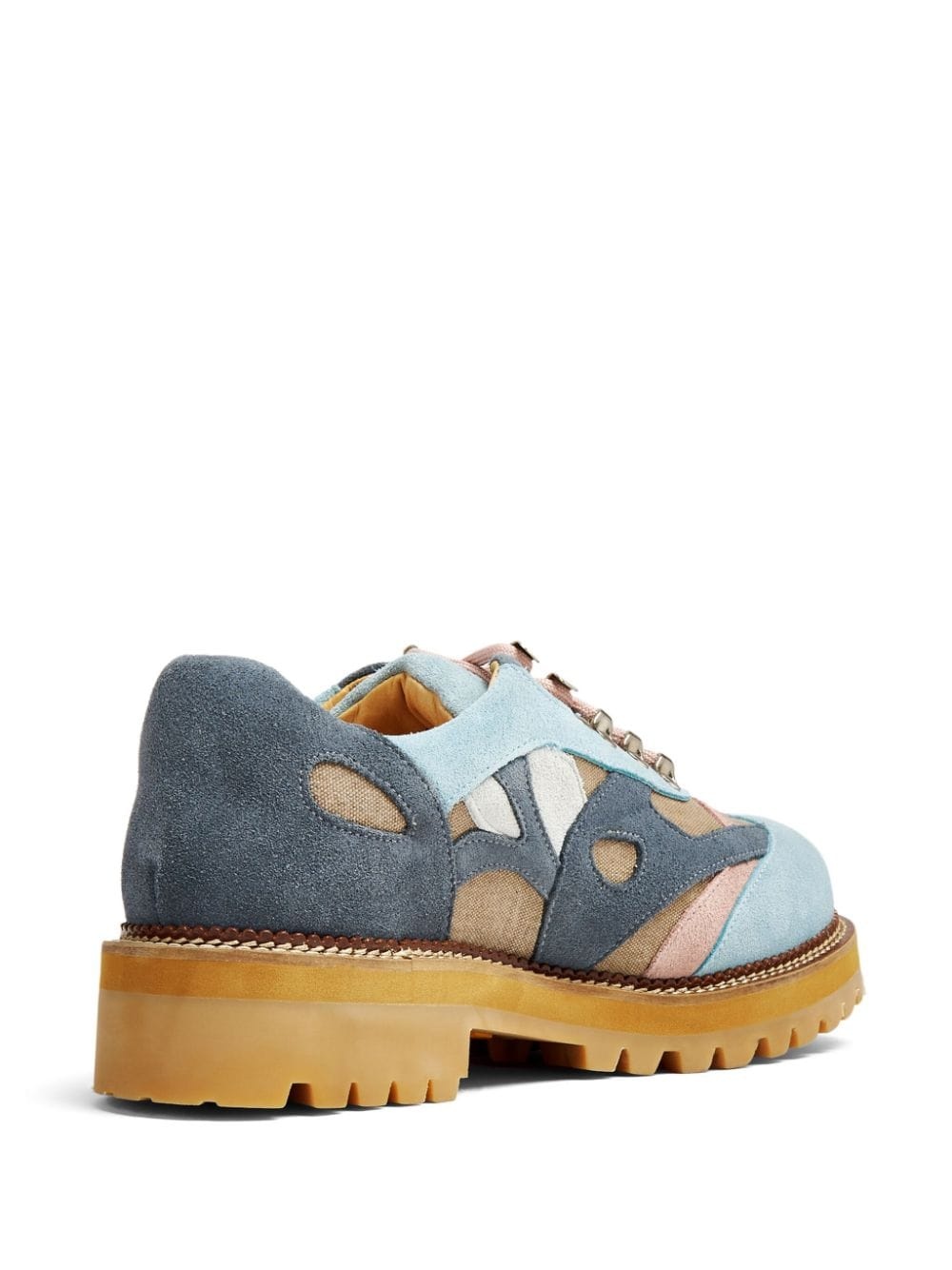 panelled suede lace-up shoes - 3