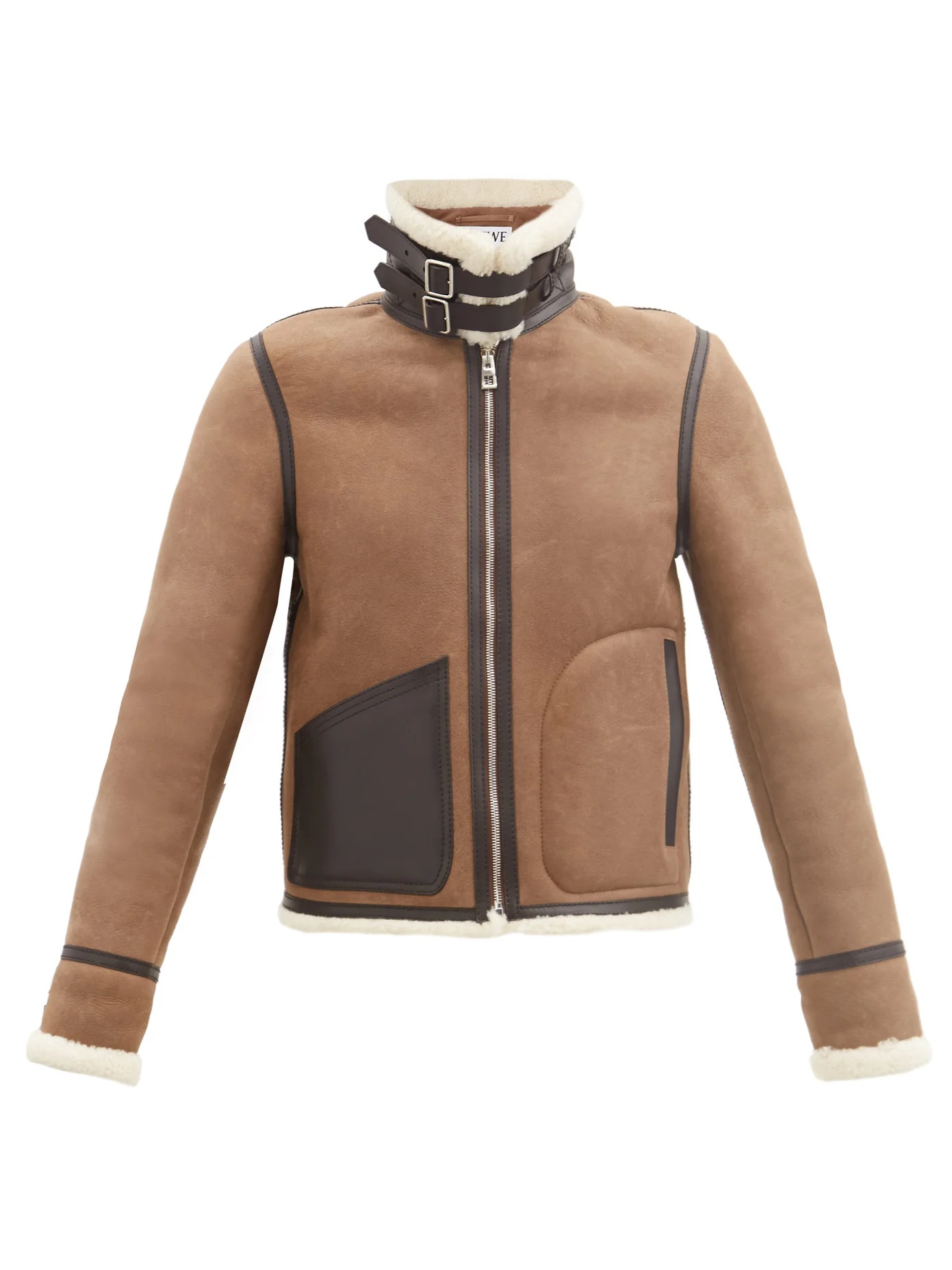 Shearling and suede aviator jacket - 1